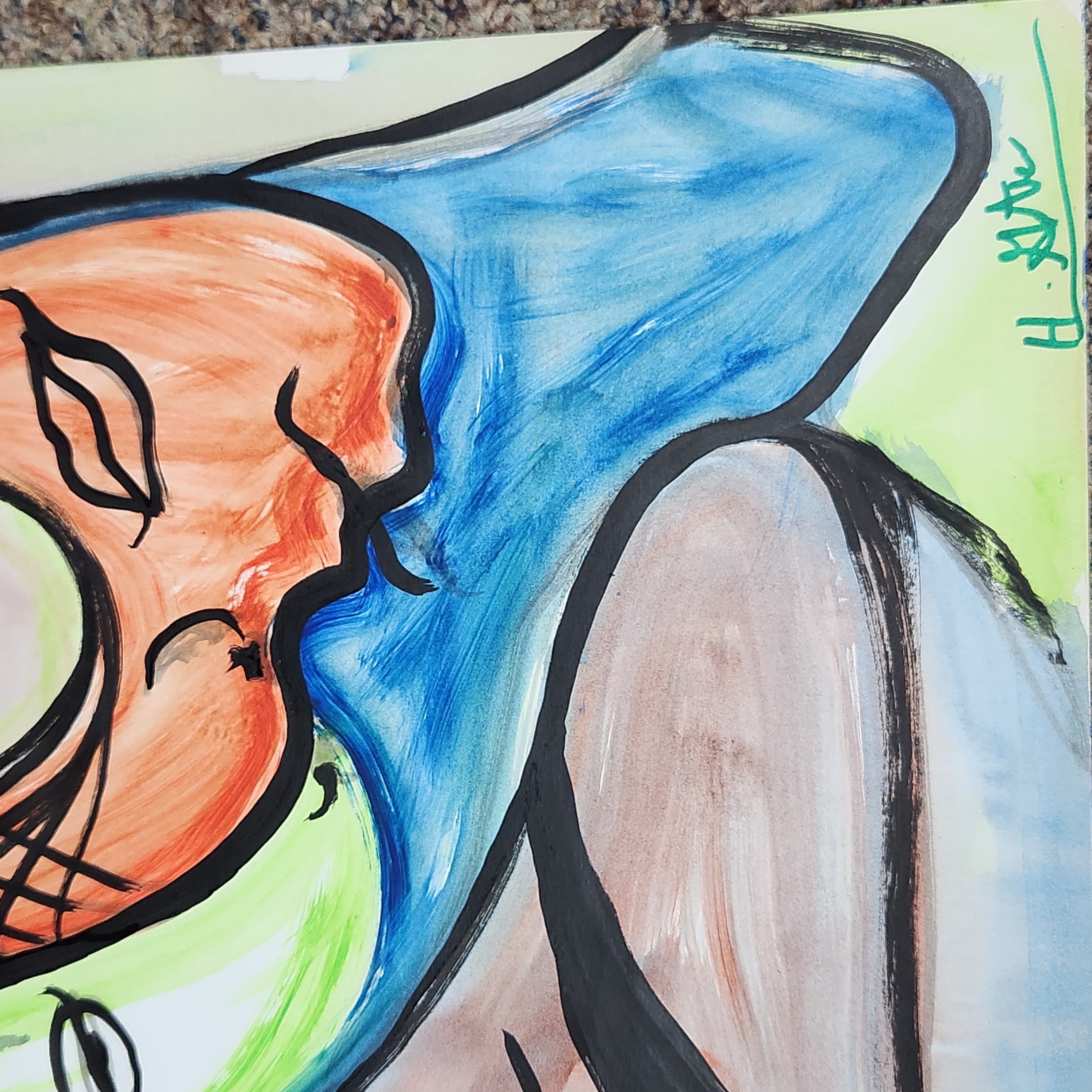 Modernist Stylized Faces Watercolor