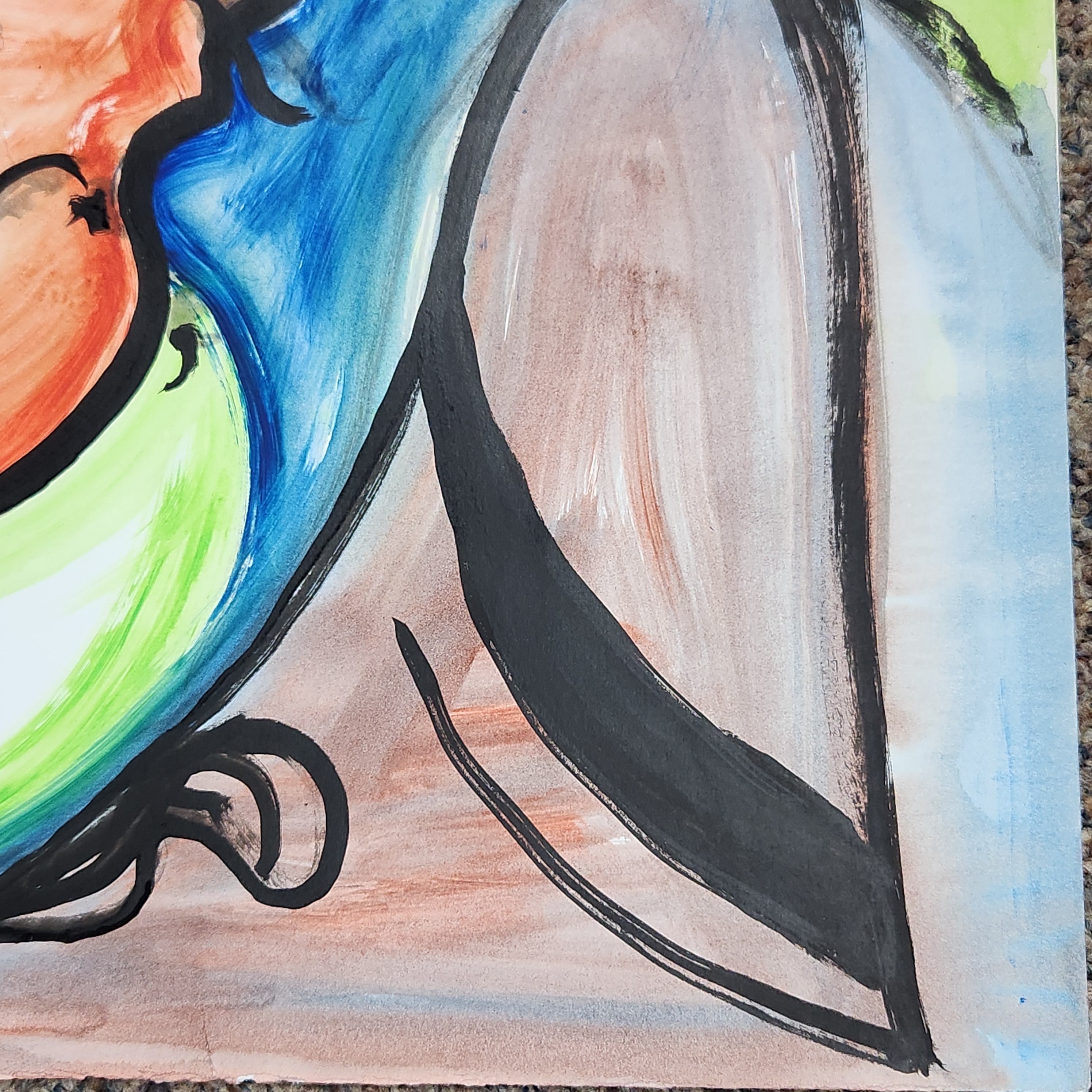 Modernist Stylized Faces Watercolor