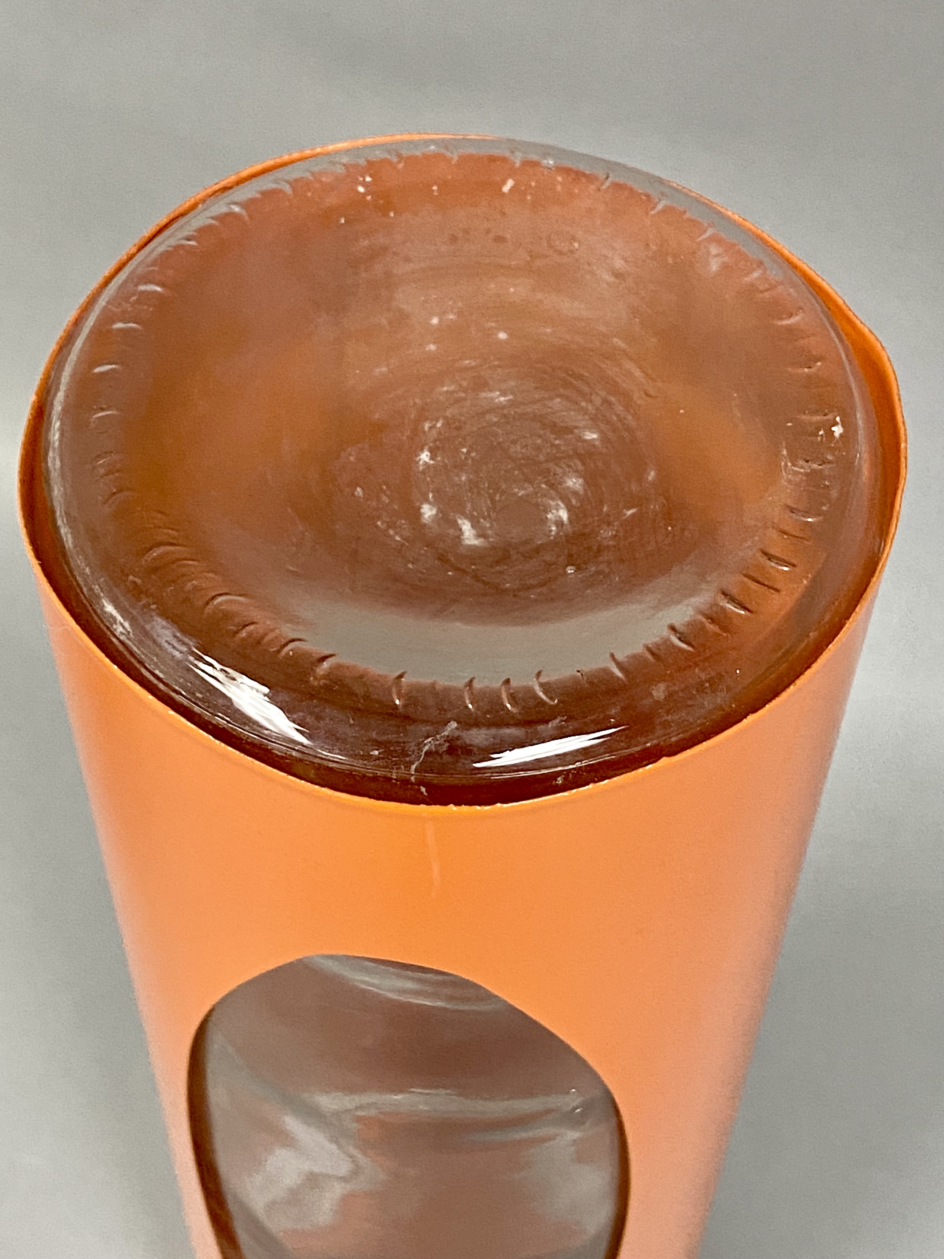 MCM Style Glass & Orange Metal Kitchen Canisters