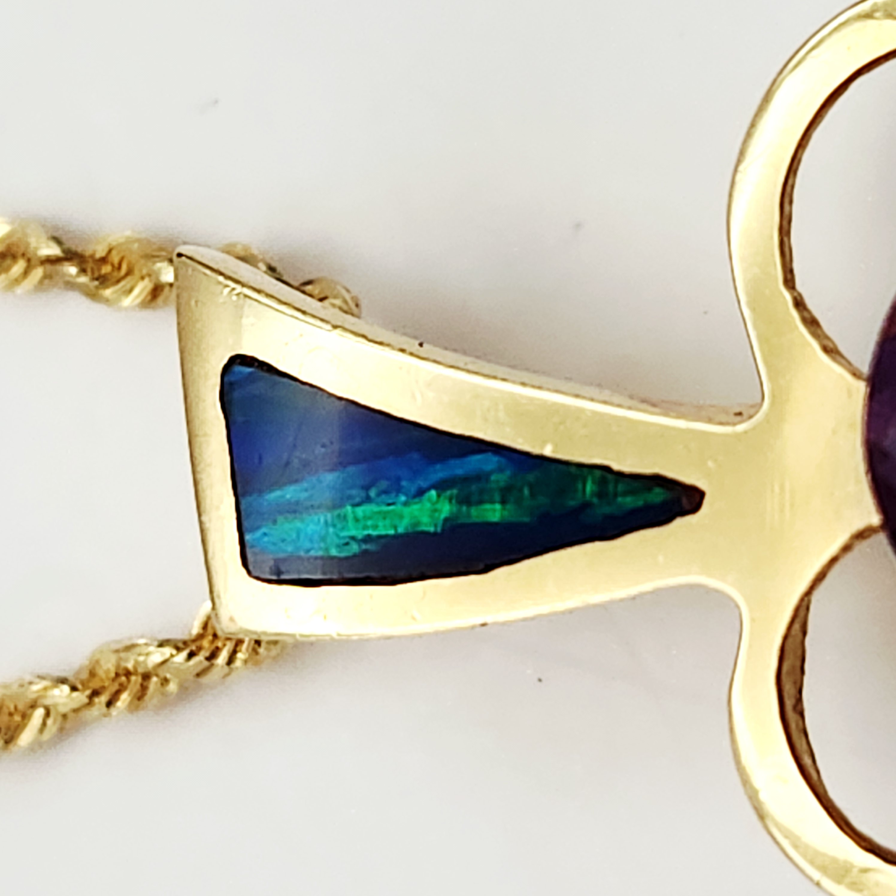14K Gold Amethyst & Opal Necklace 10.9 Grams