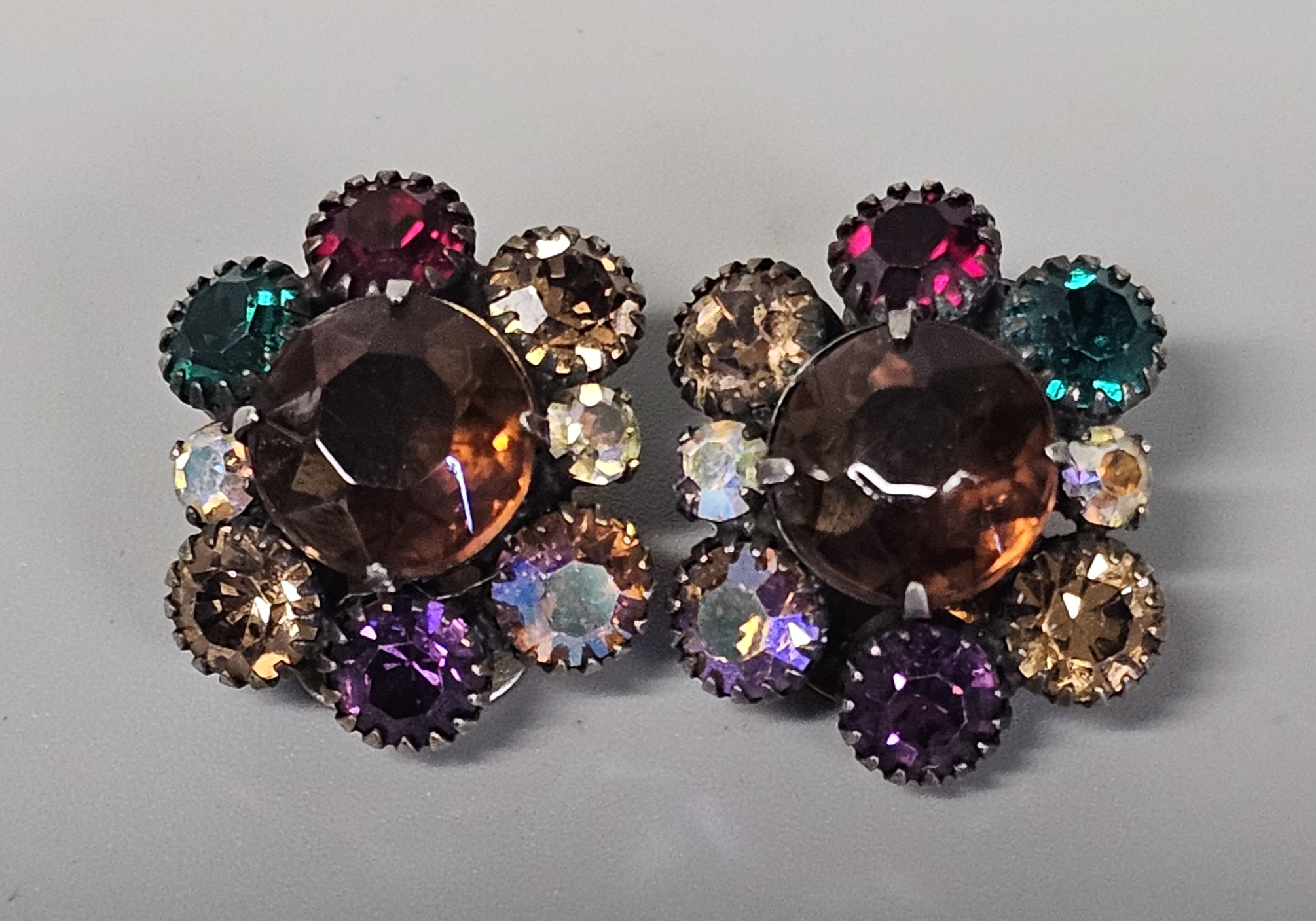 5 Pairs of Weiss Mid-Century Rhinestone Earrings