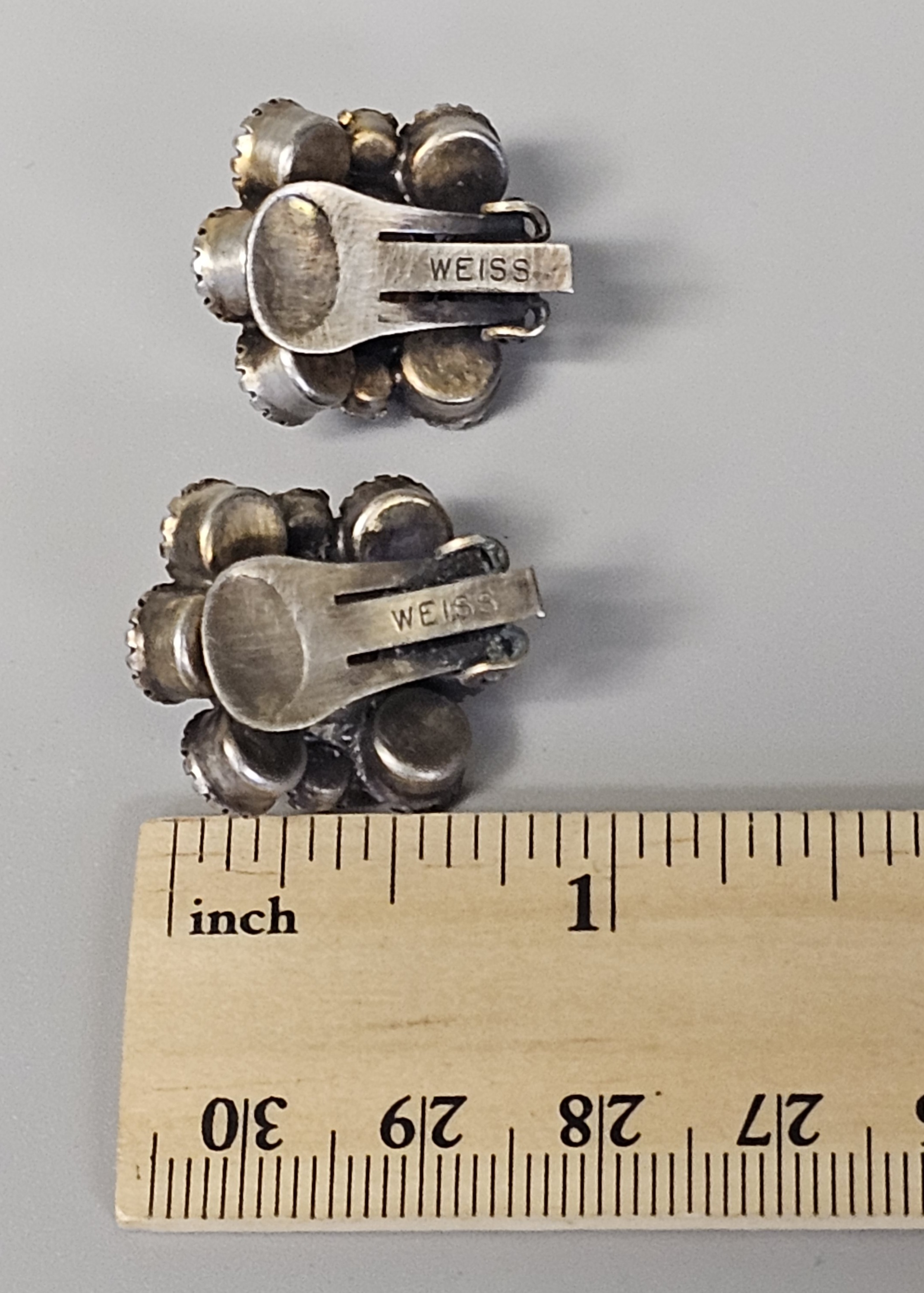 5 Pairs of Weiss Mid-Century Rhinestone Earrings