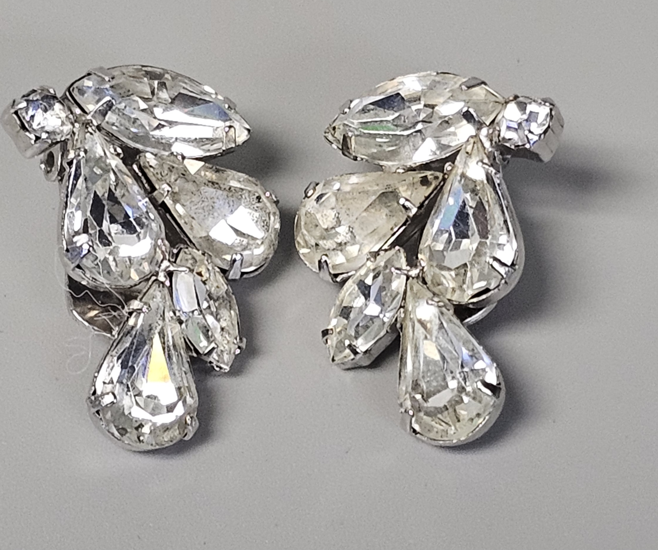 5 Pairs of Weiss Mid-Century Rhinestone Earrings