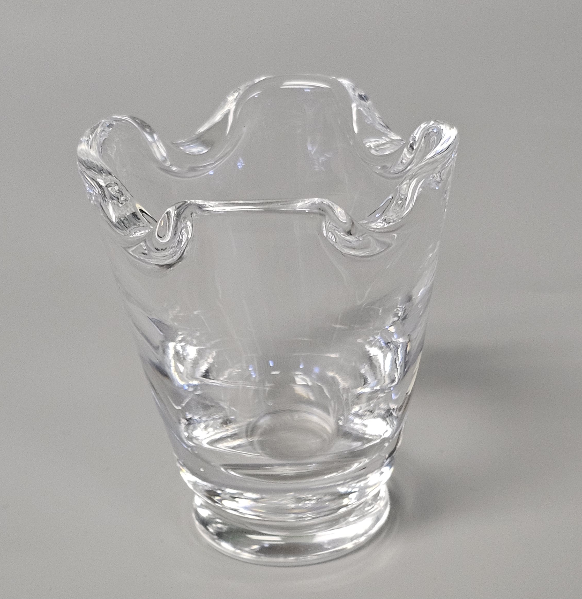 Mid Century Stuben Signed Small Crystal Vase