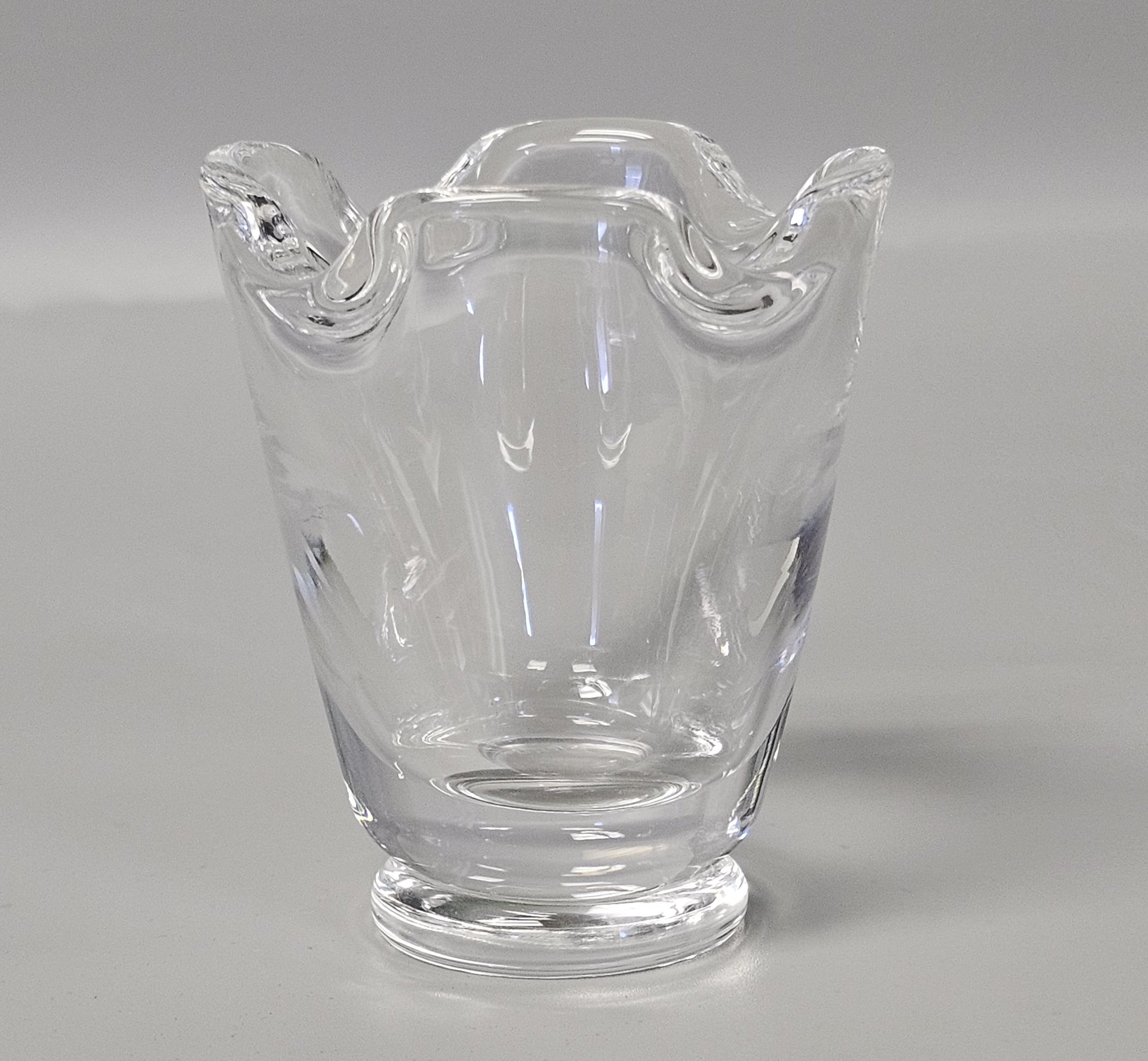 Mid Century Stuben Signed Small Crystal Vase