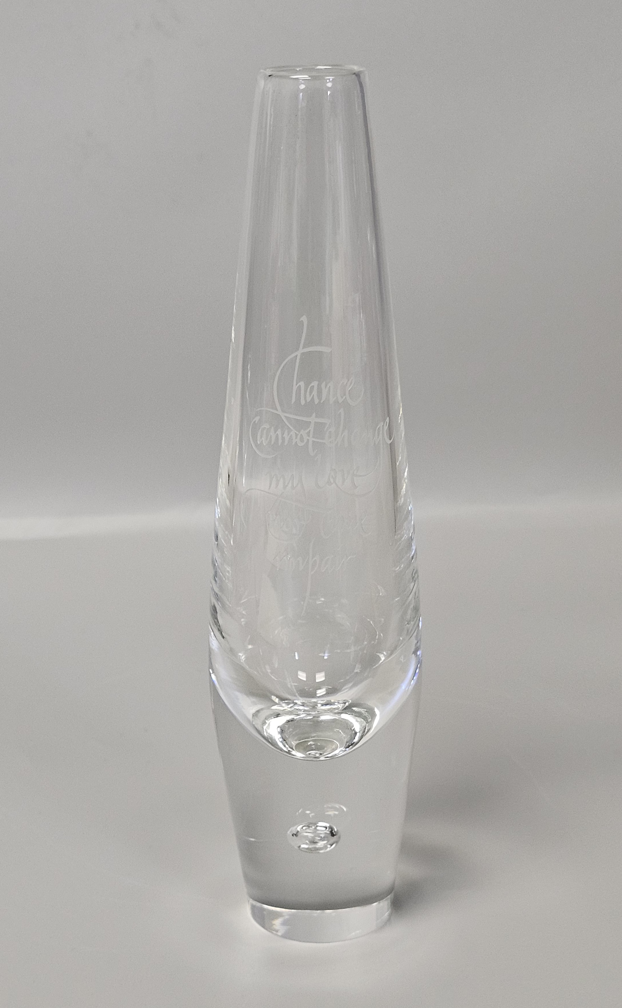 Steuben Signed Crystal Teardrop Bud Vase