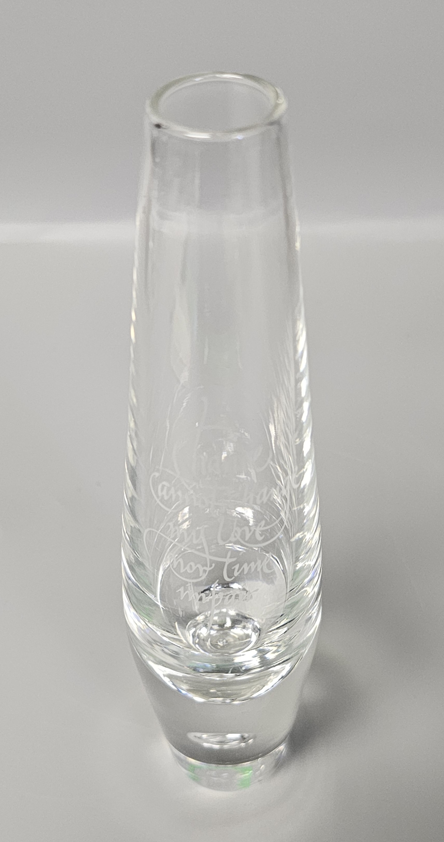 Steuben Signed Crystal Teardrop Bud Vase