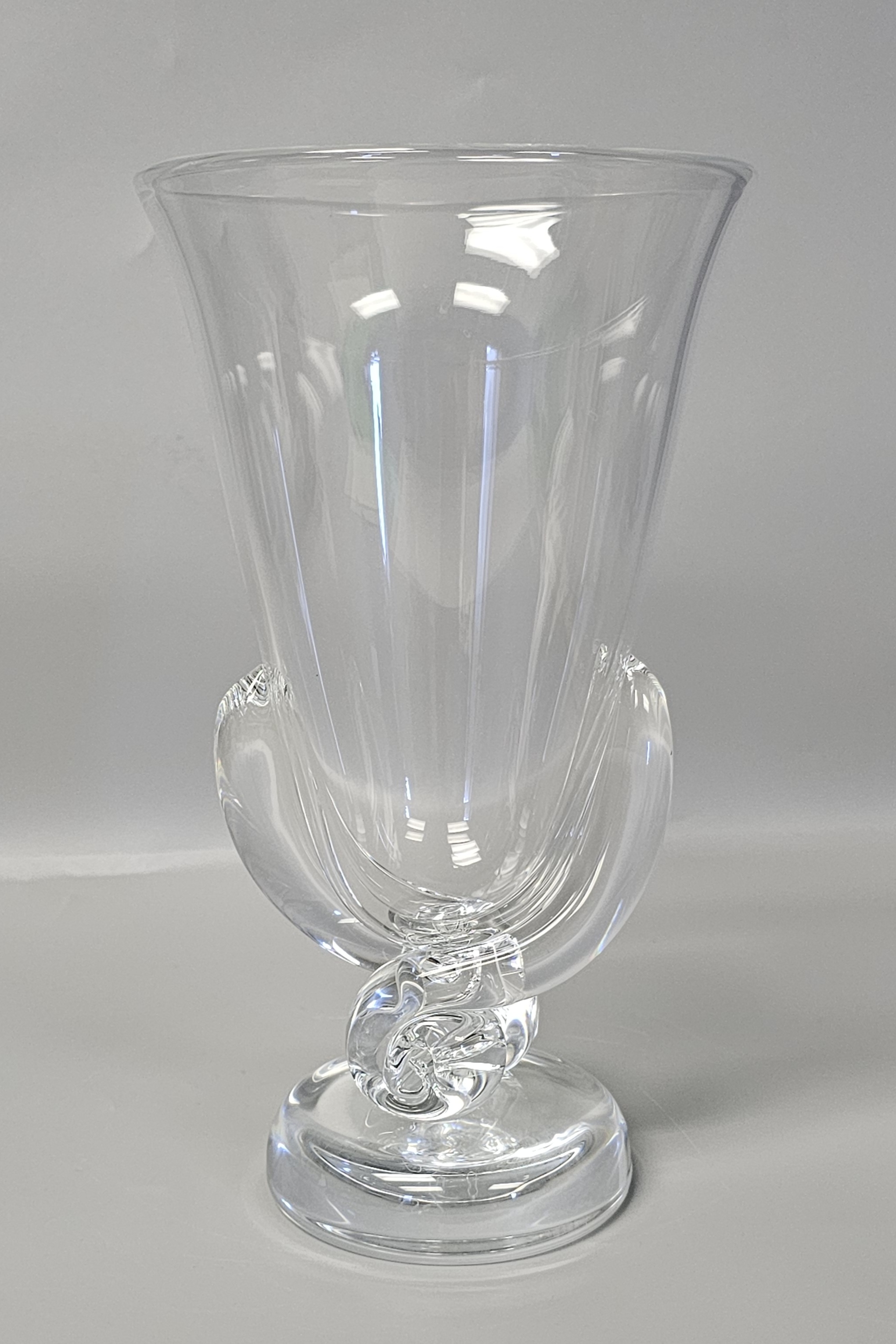 Steuben Signed Crystal Trumpet Vase