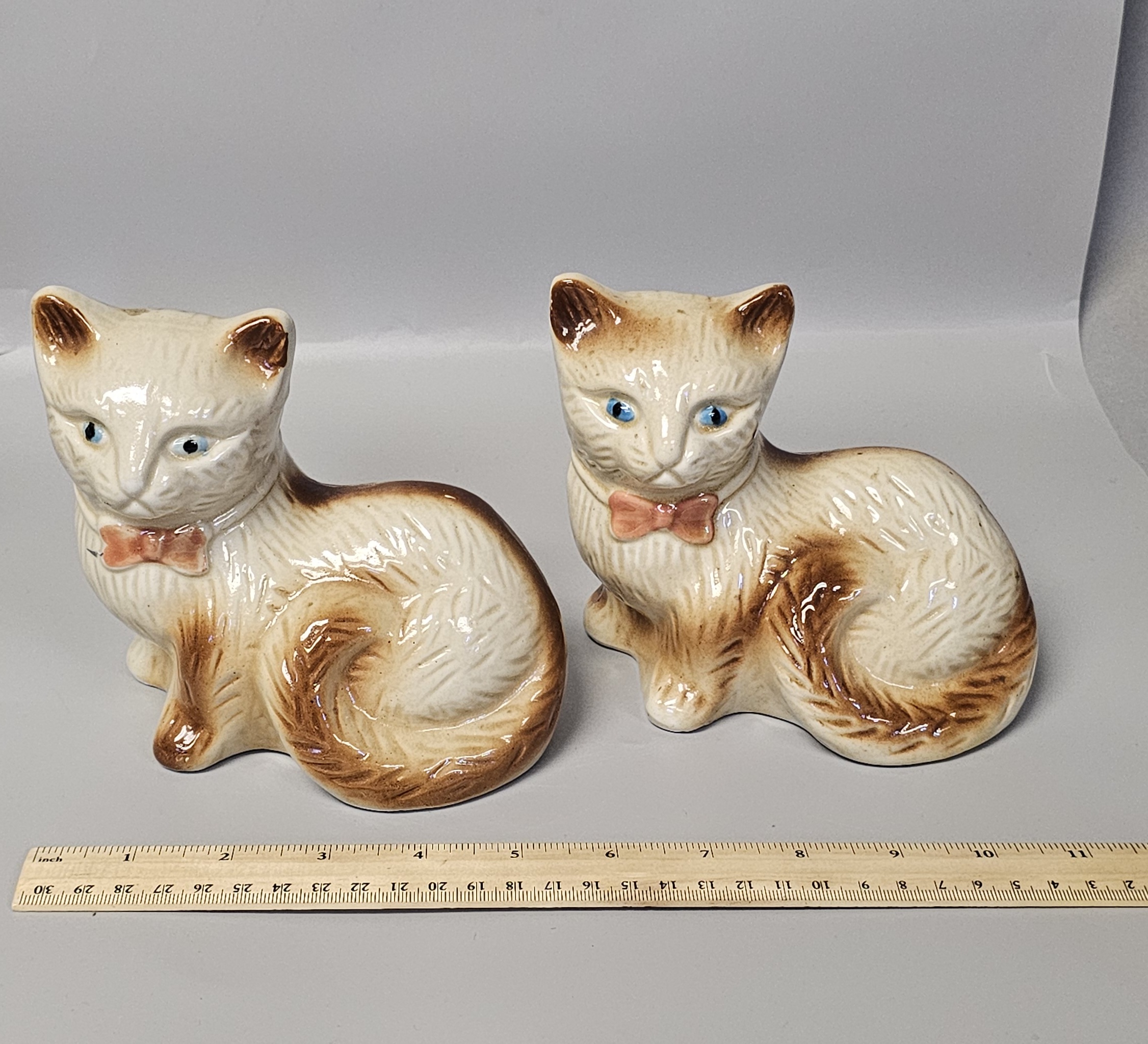Pair of Vintage Brazilian Ceramic Cat Figurines