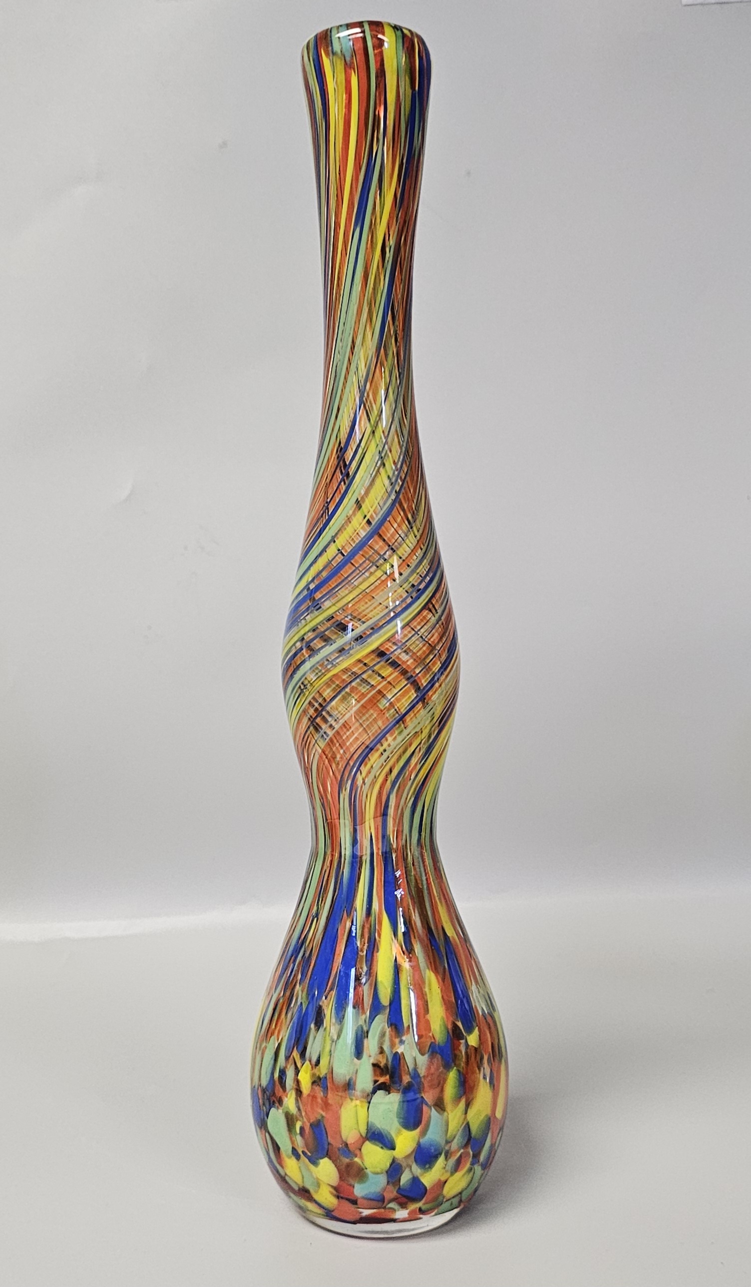 Large Multi-Colored Murano Style Art Glass Vase