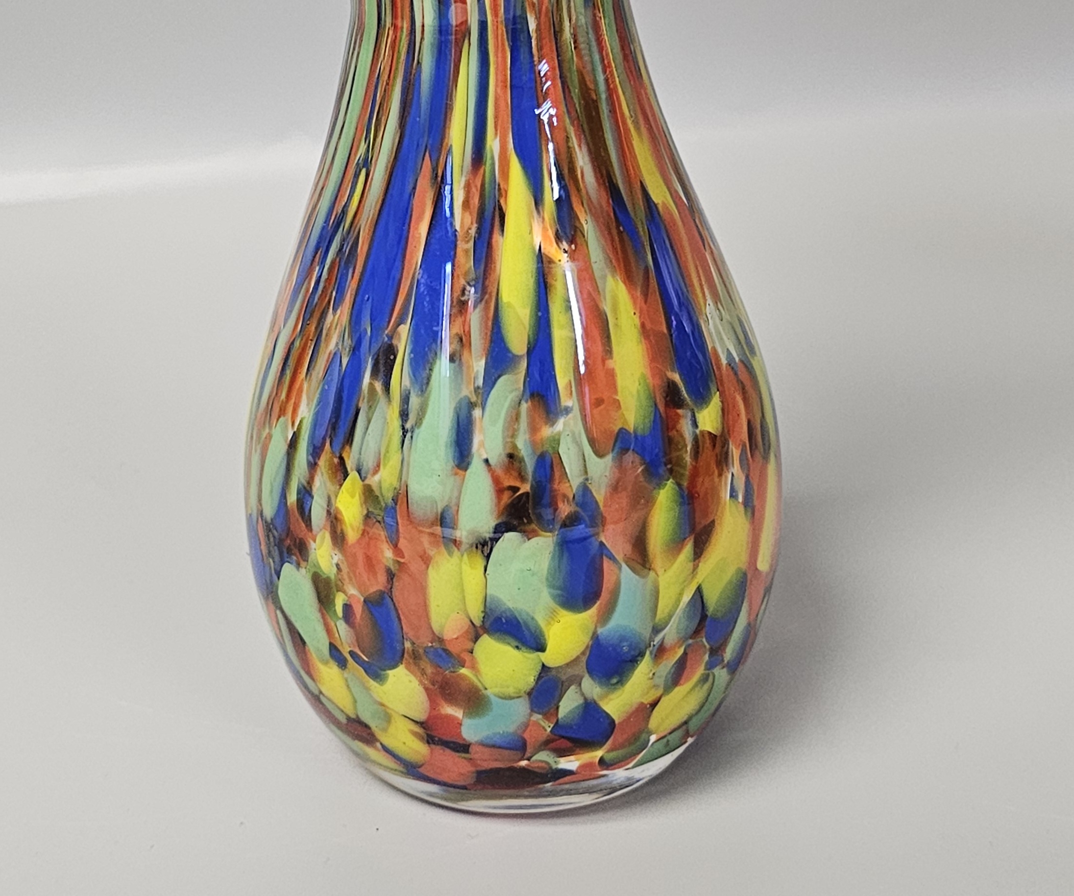 Large Multi-Colored Murano Style Art Glass Vase