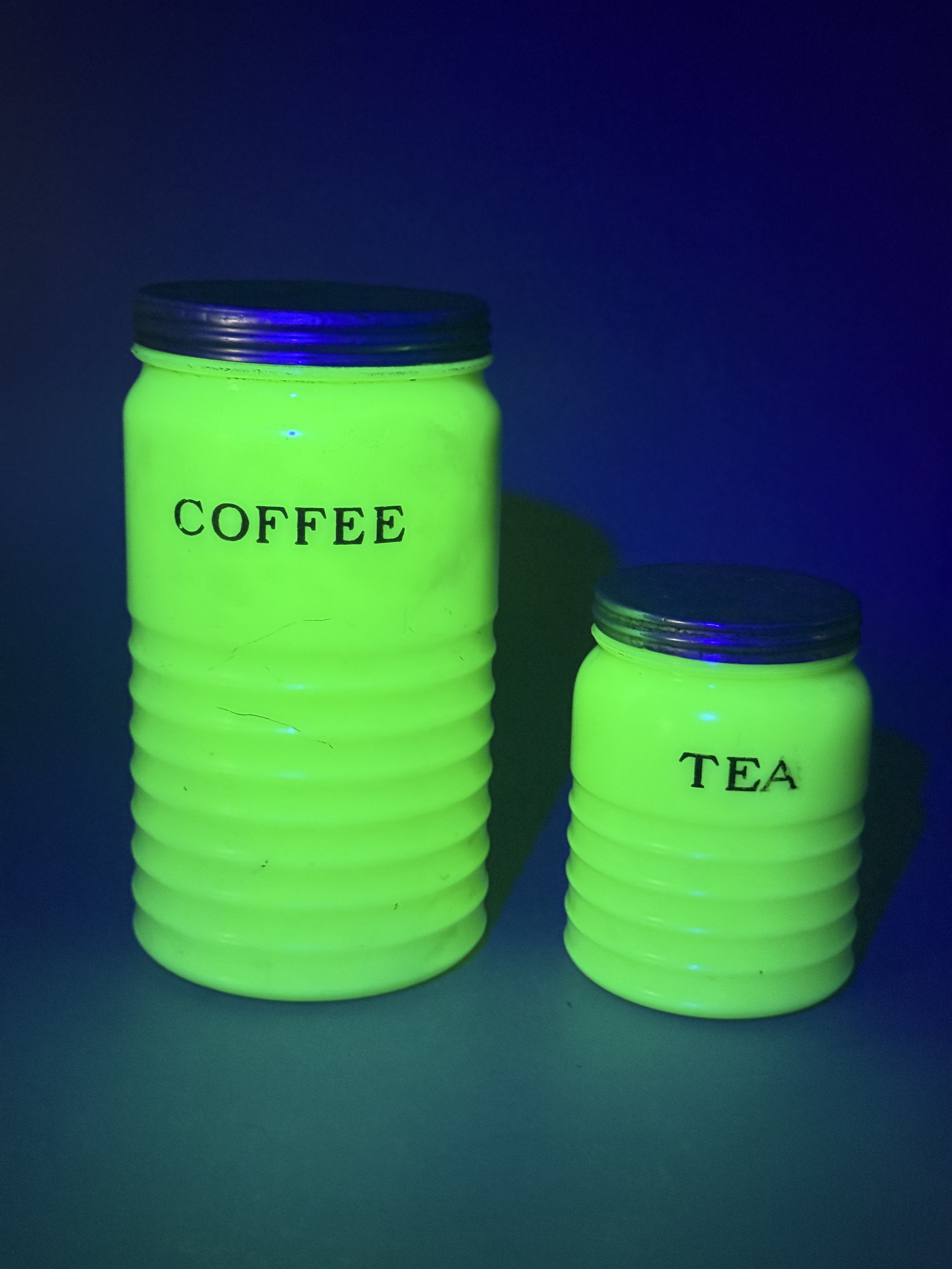 Jeannette Jadeite Uranium Glass Kitchen Canisters