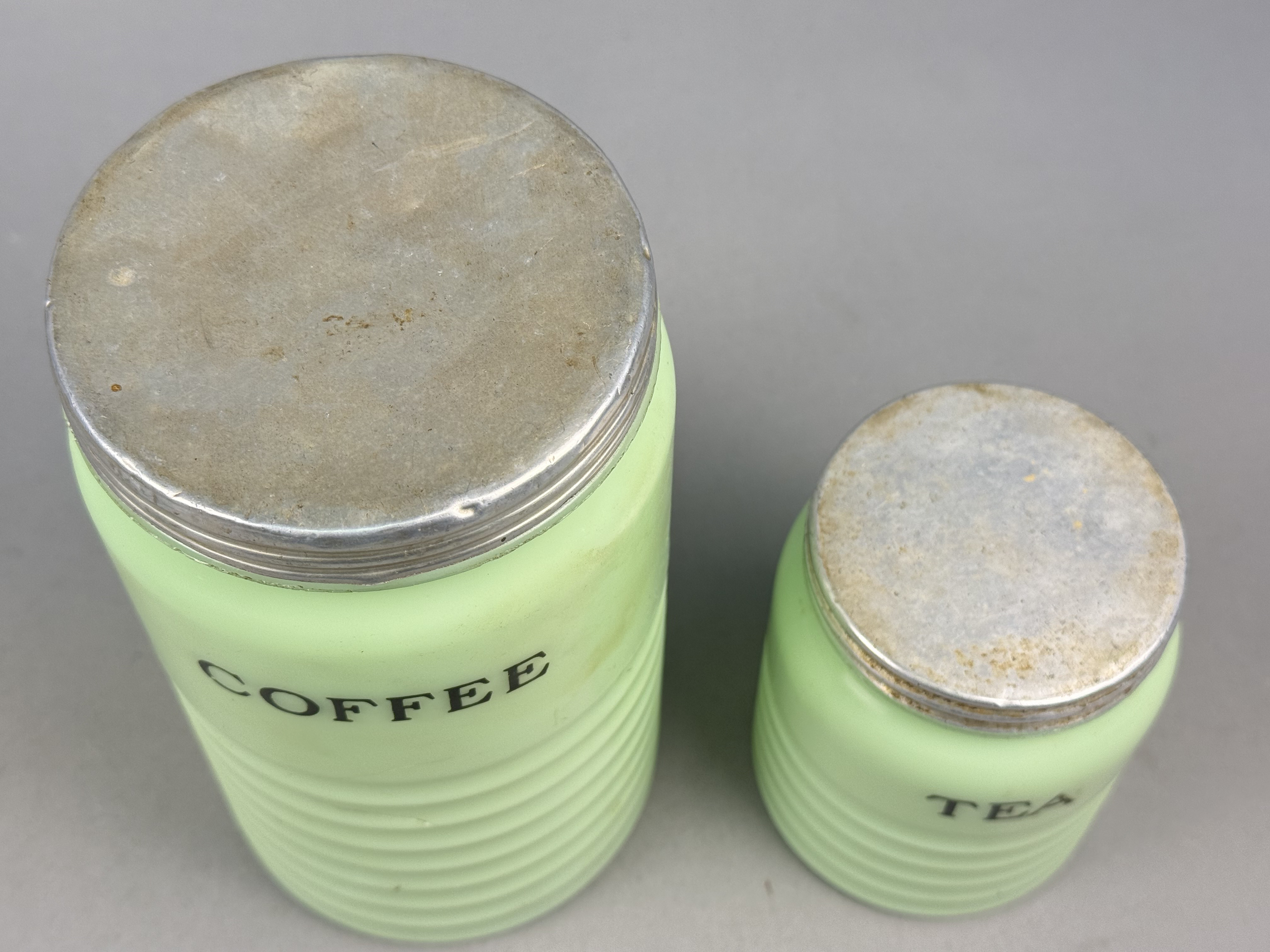 Jeannette Jadeite Uranium Glass Kitchen Canisters