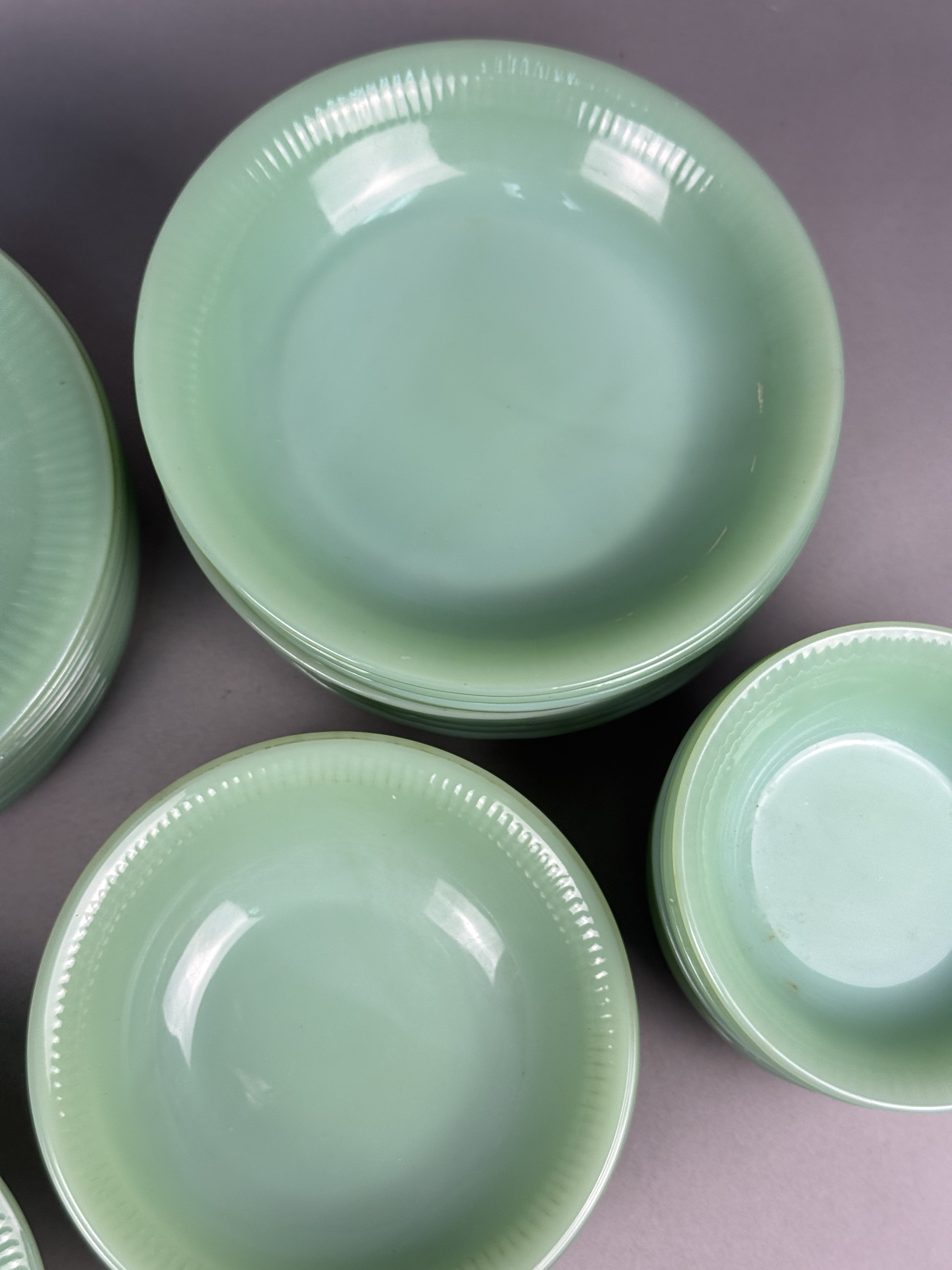 A Large Set of Fire-King Jadeite Dinnerware