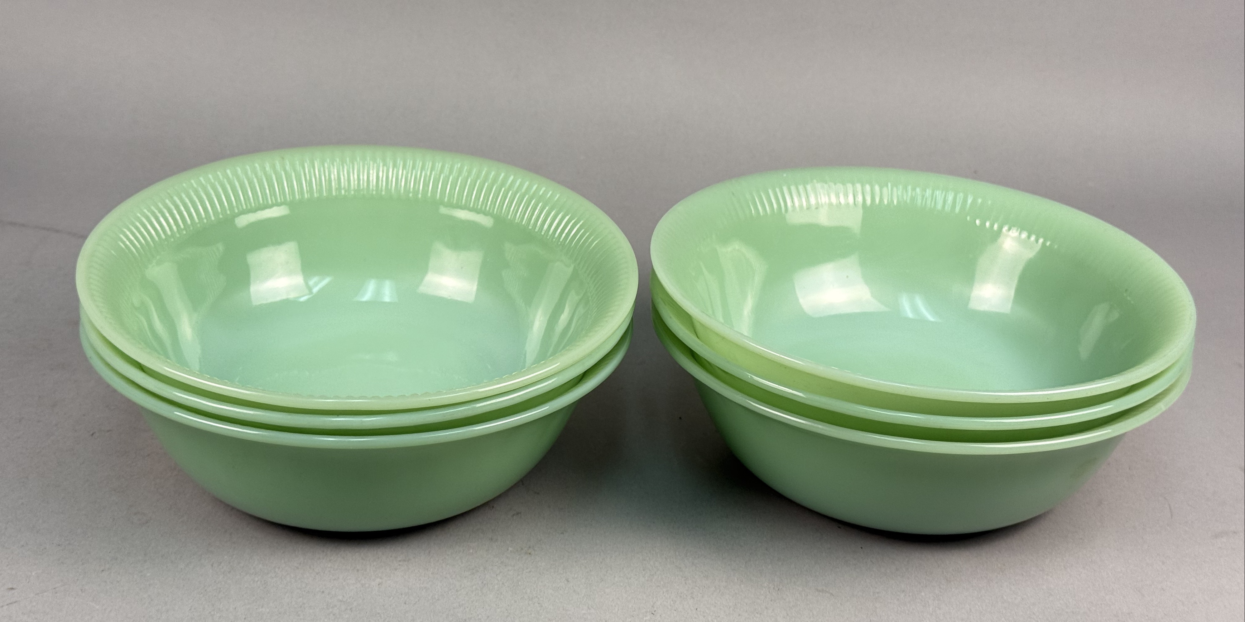 Fire-King Jadeite Jane Ray Pattern Dessert Bowls