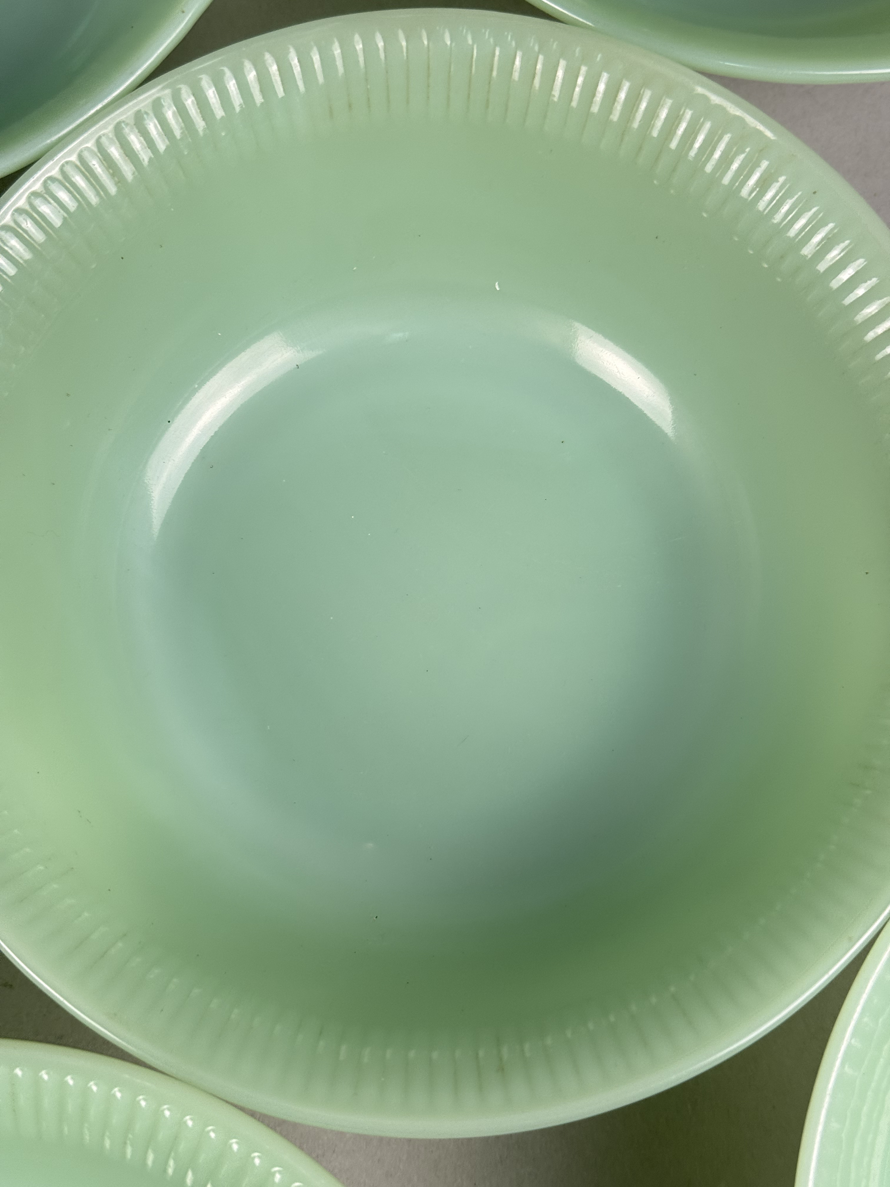 Fire-King Jadeite Jane Ray Pattern Dessert Bowls
