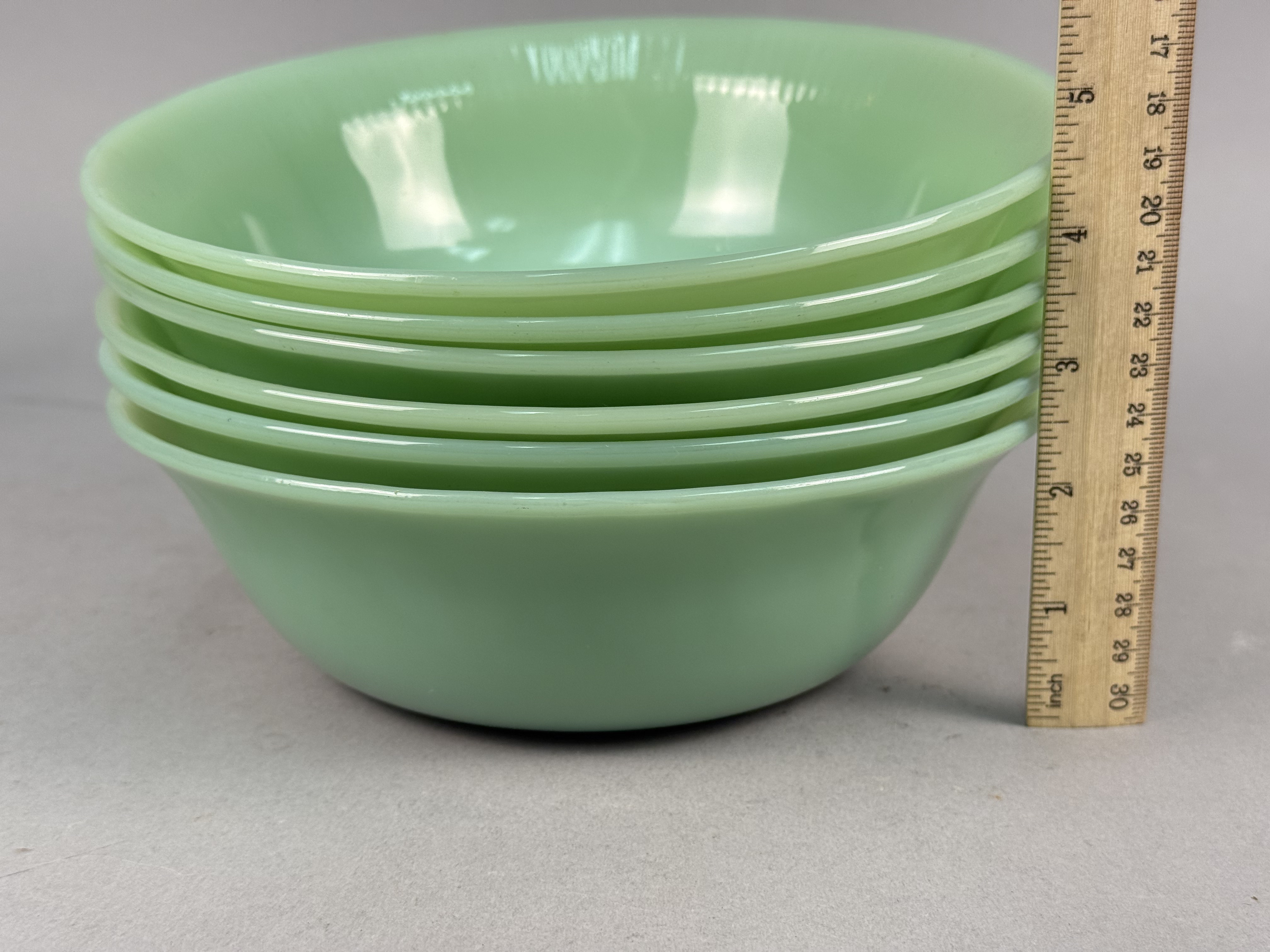 Fire-King Jadeite Jane Ray Pattern Dessert Bowls