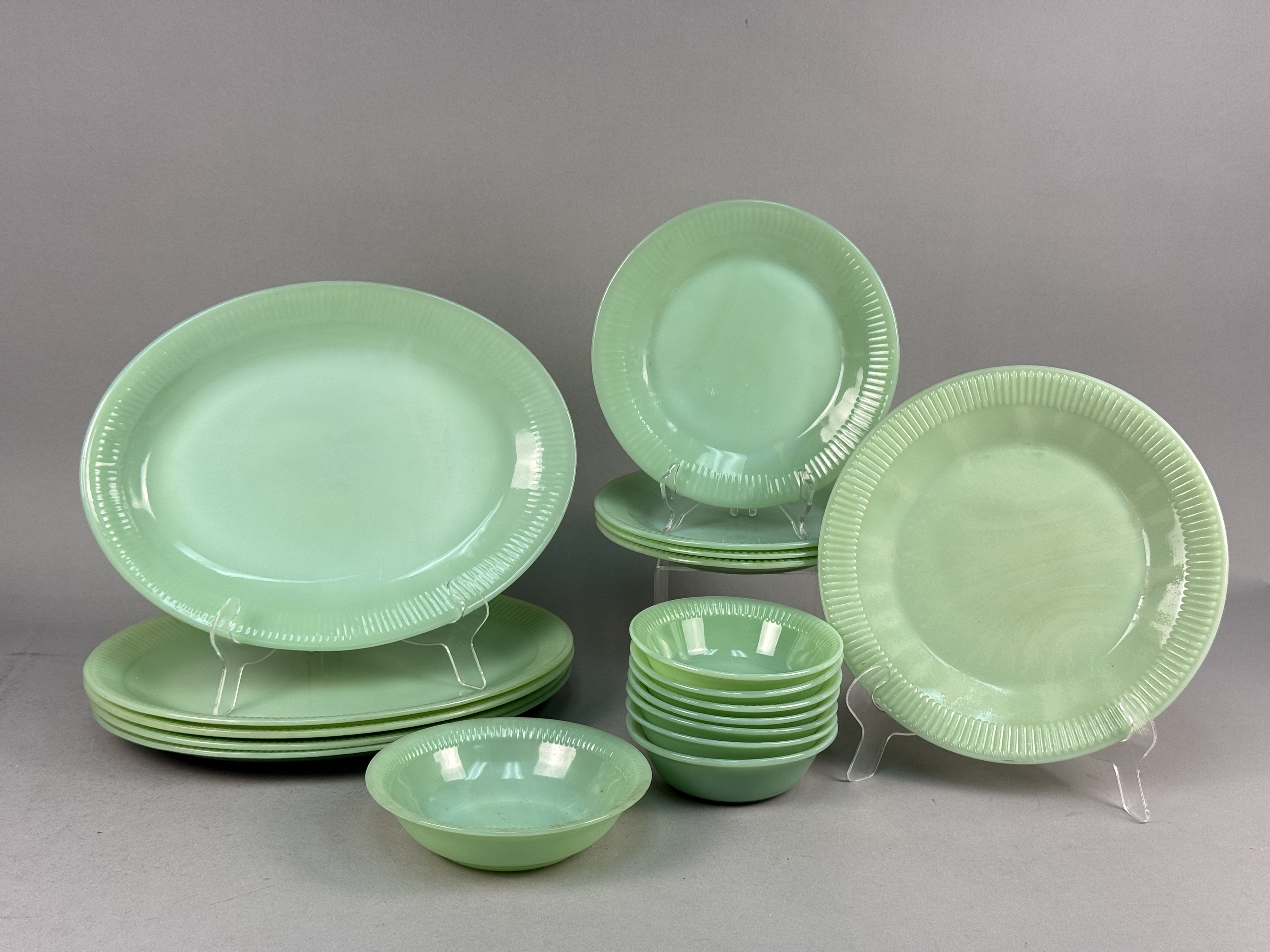 Fire-King Jadeite Jane Ray Pattern Mixed Set