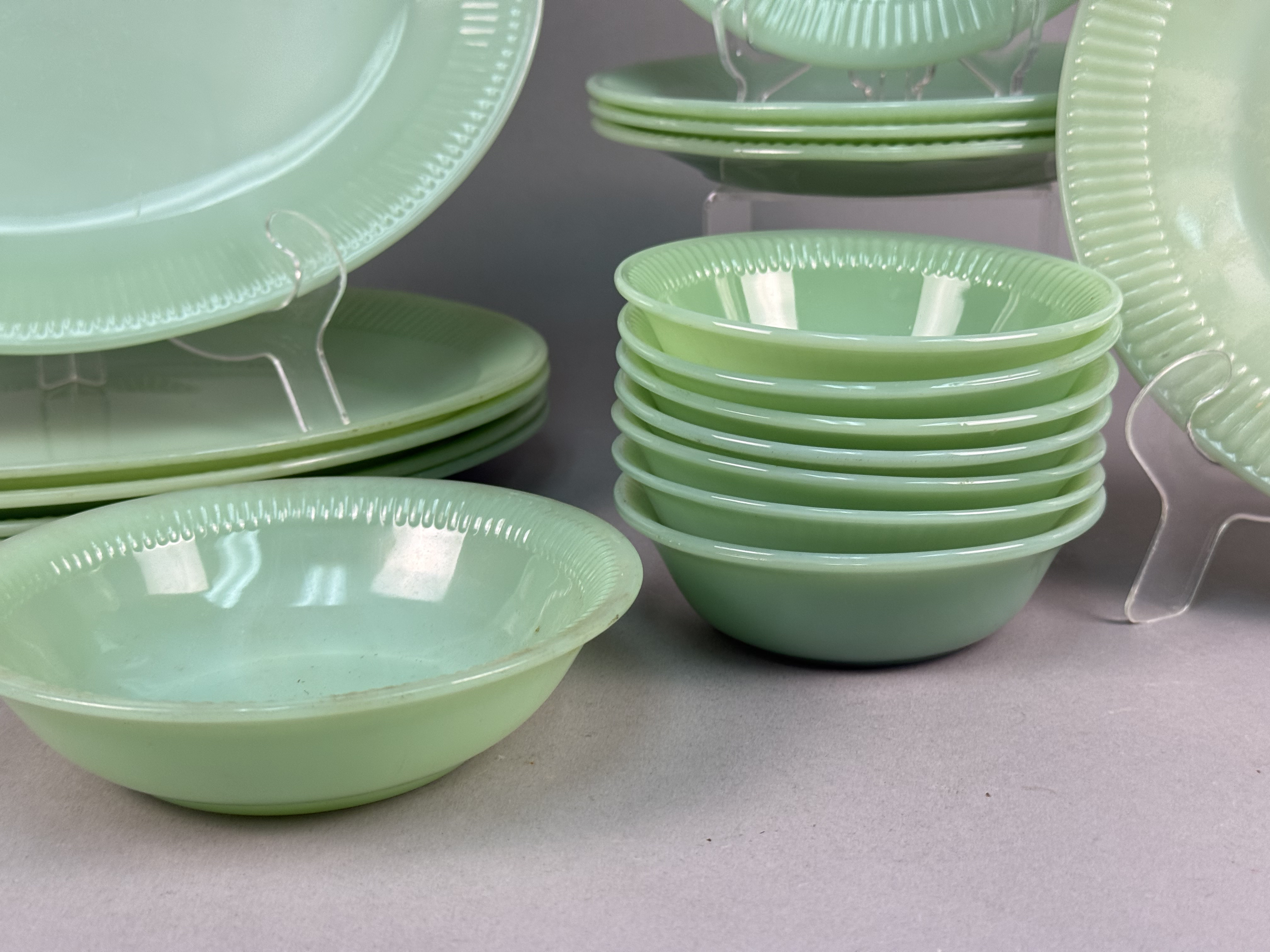 Fire-King Jadeite Jane Ray Pattern Mixed Set