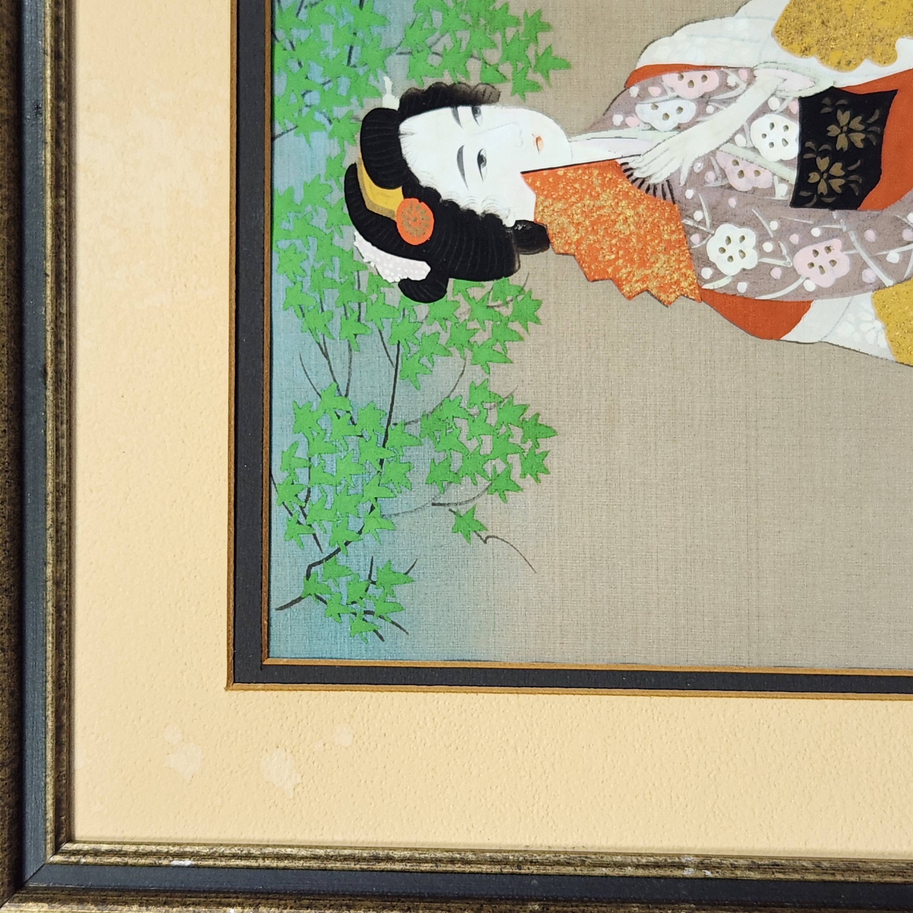 Japanese Oshi-e Mixed-Media Textile Artwork