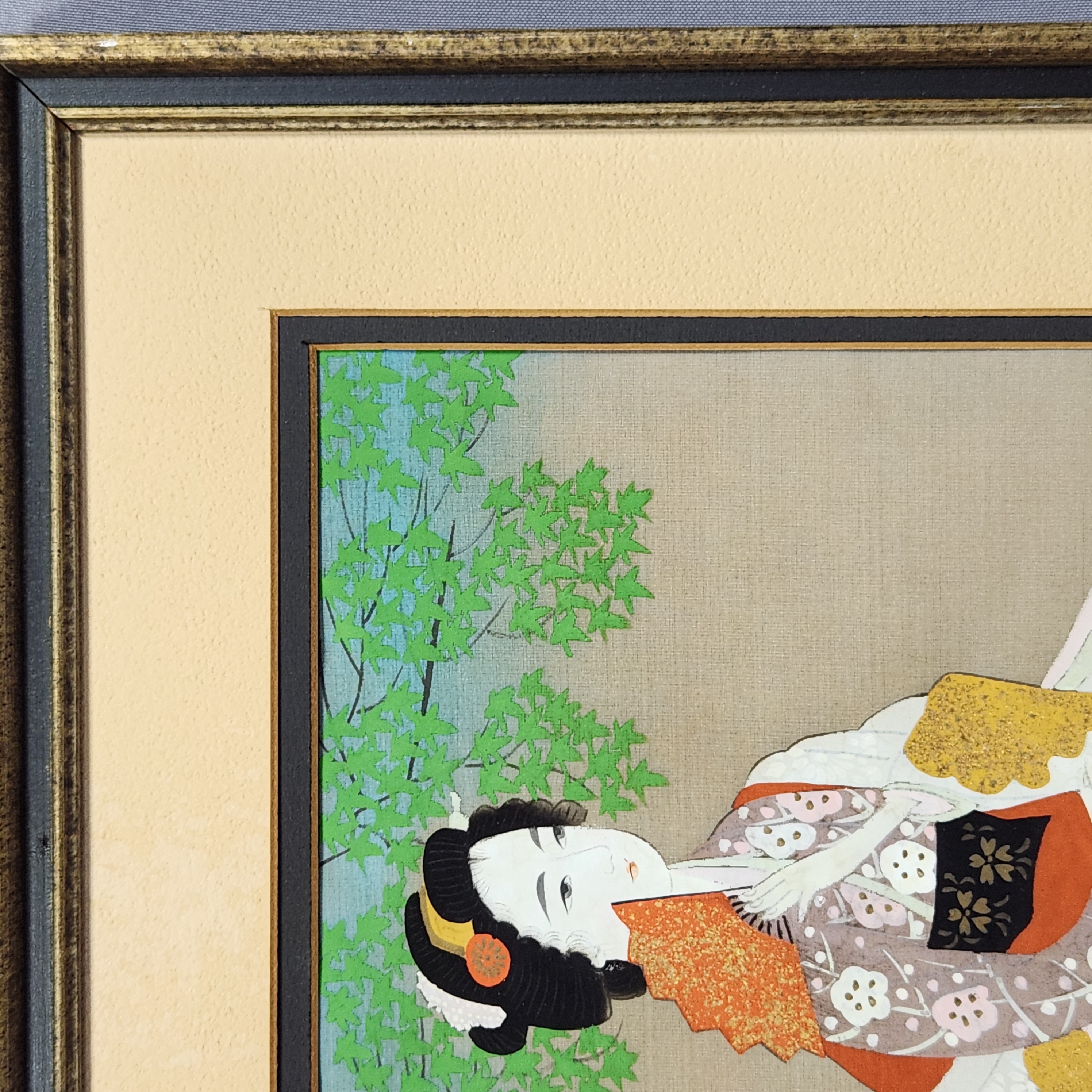 Japanese Oshi-e Mixed-Media Textile Artwork