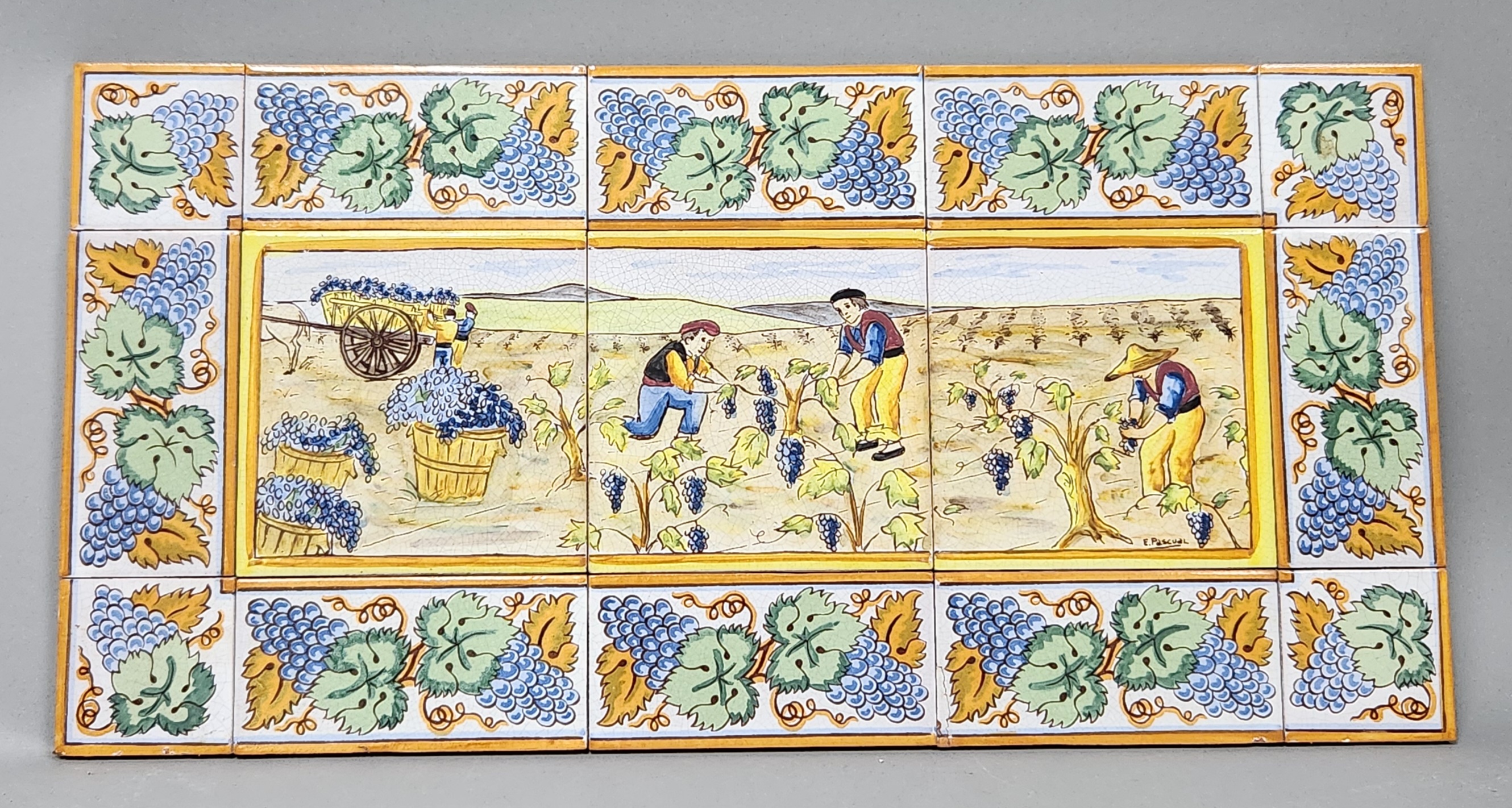 E Pascual Polychrome Ceramic Tile Mural