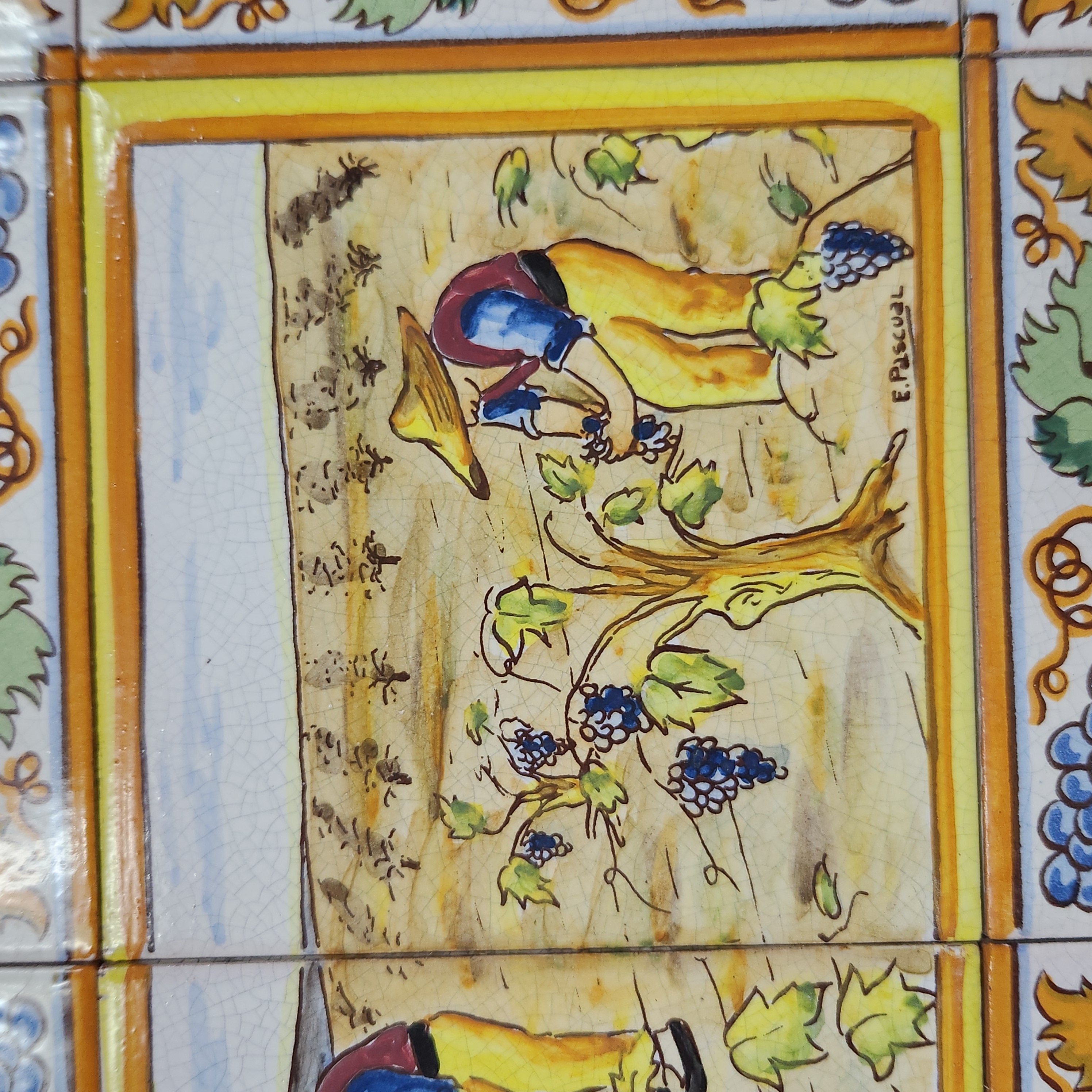 E Pascual Polychrome Ceramic Tile Mural