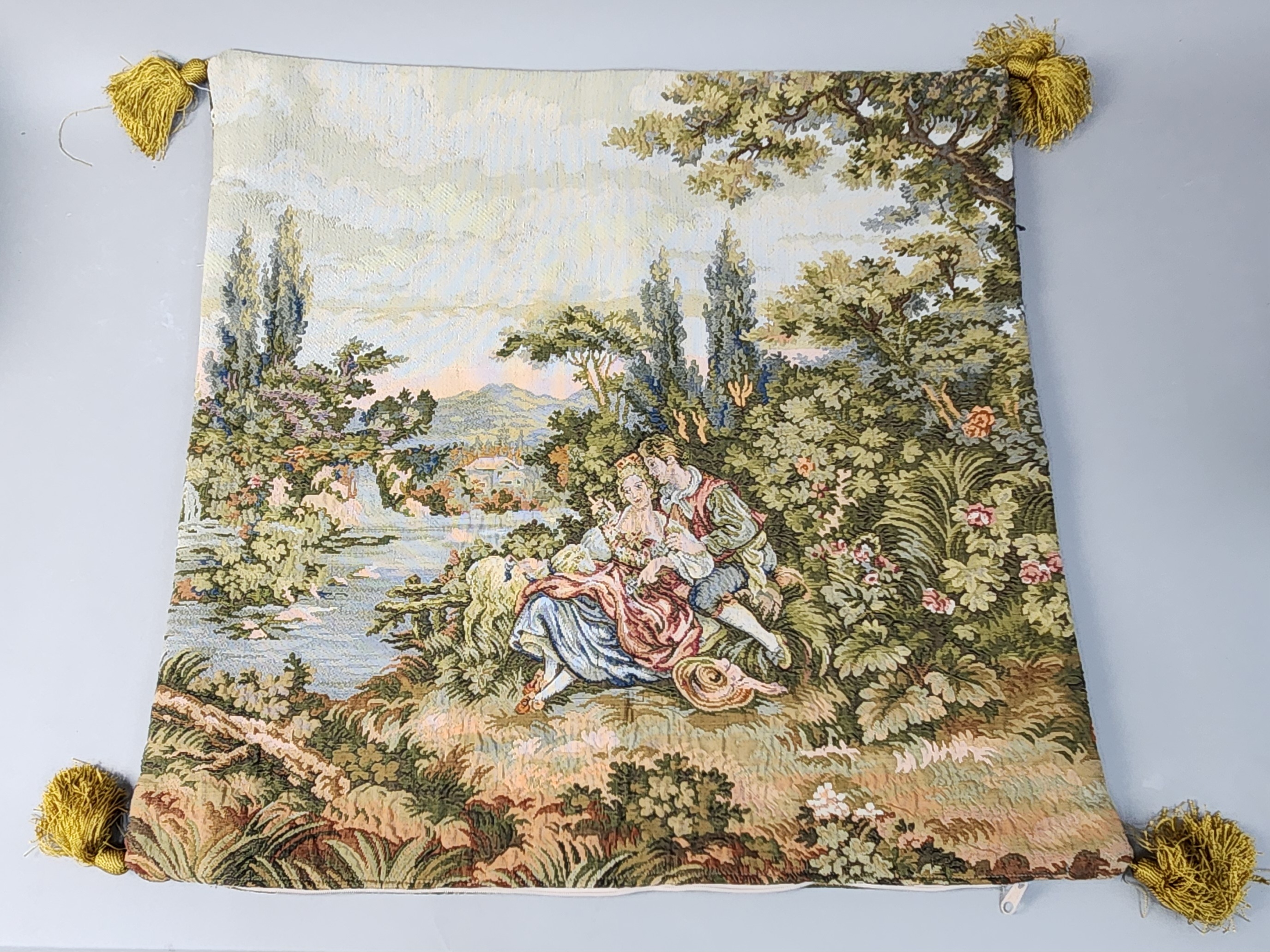Rococo Style Woven Tapestry Pillow Cover