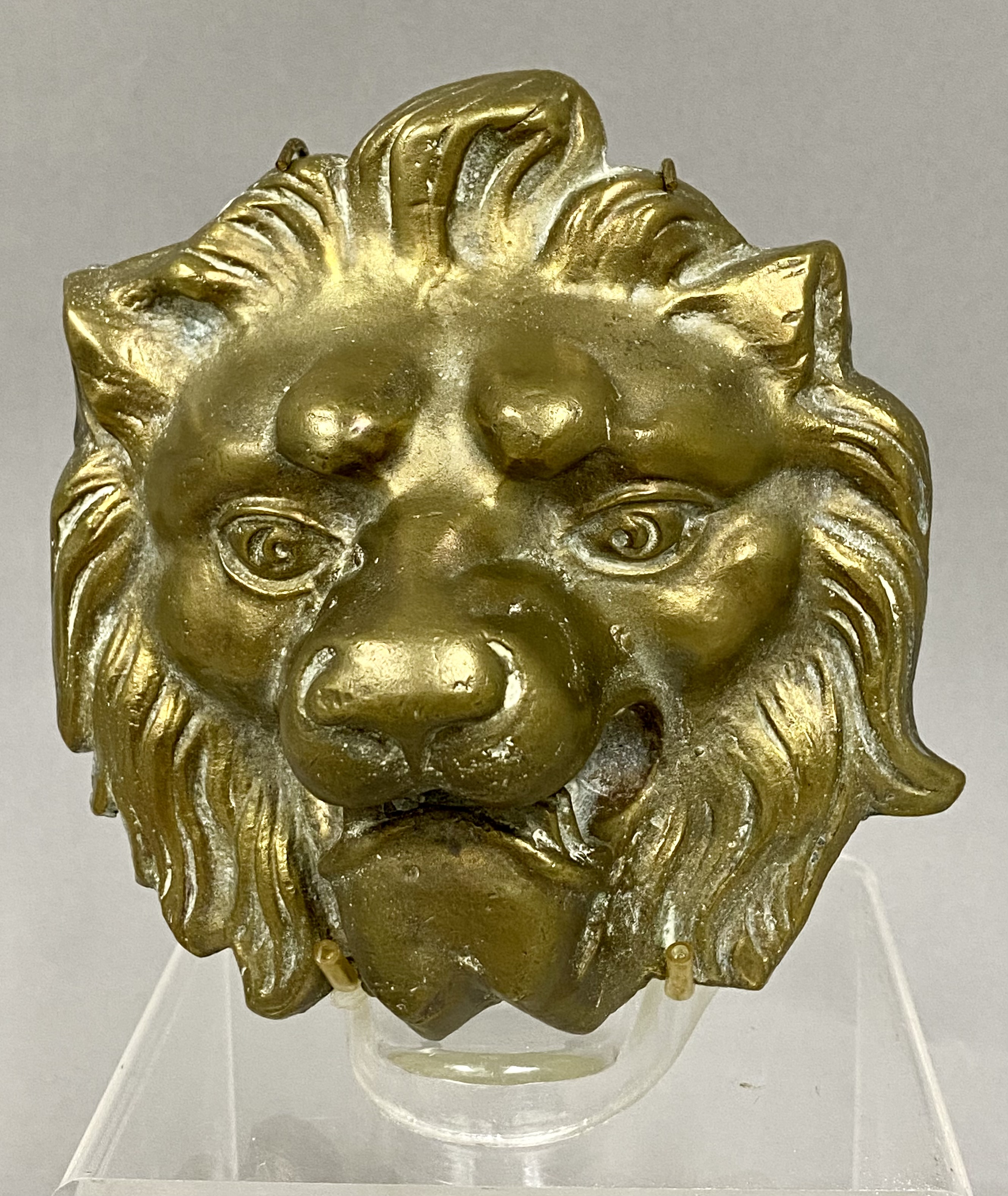 Early Cast Brass Lion Head Decorative Mount