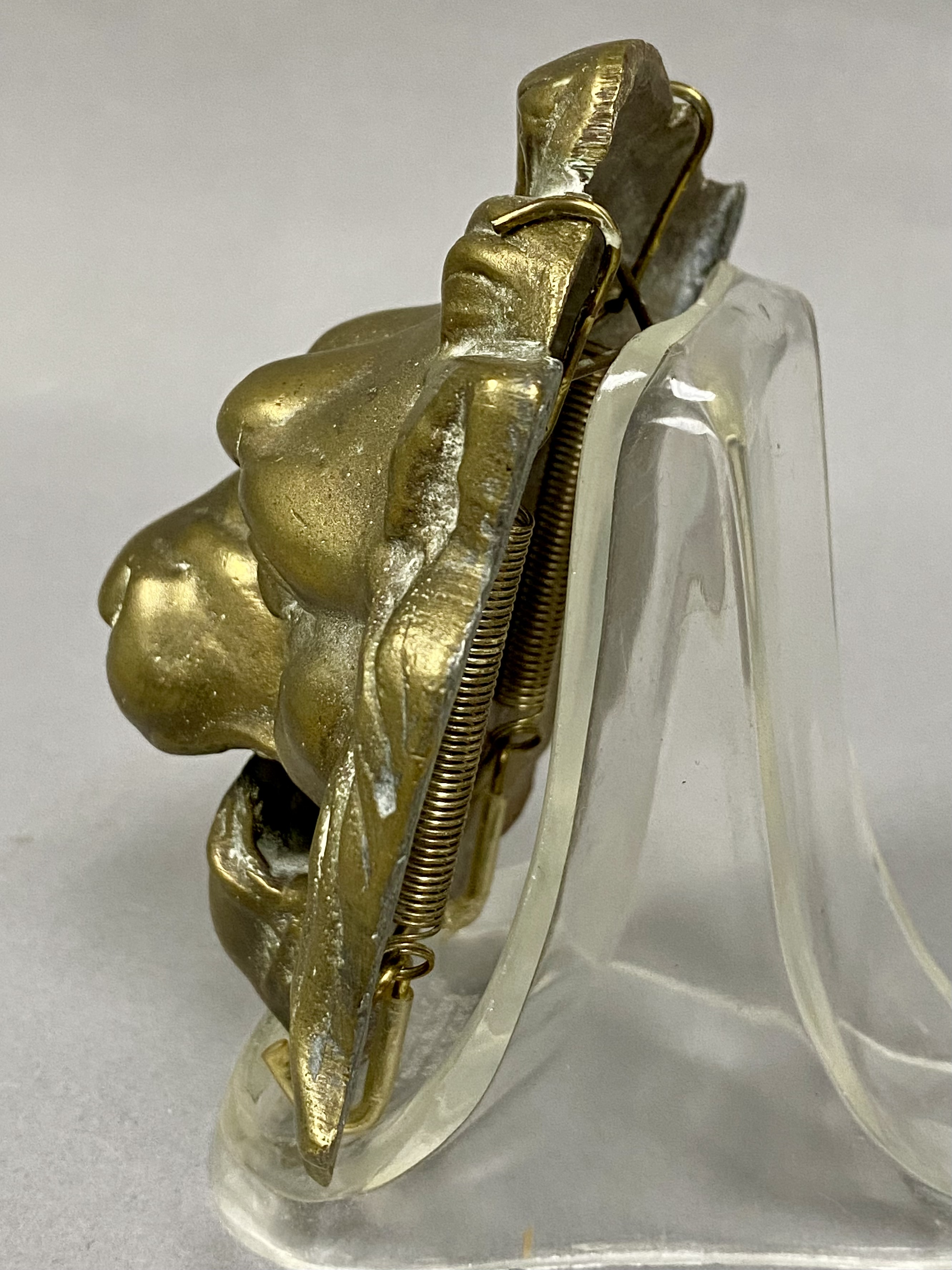 Early Cast Brass Lion Head Decorative Mount