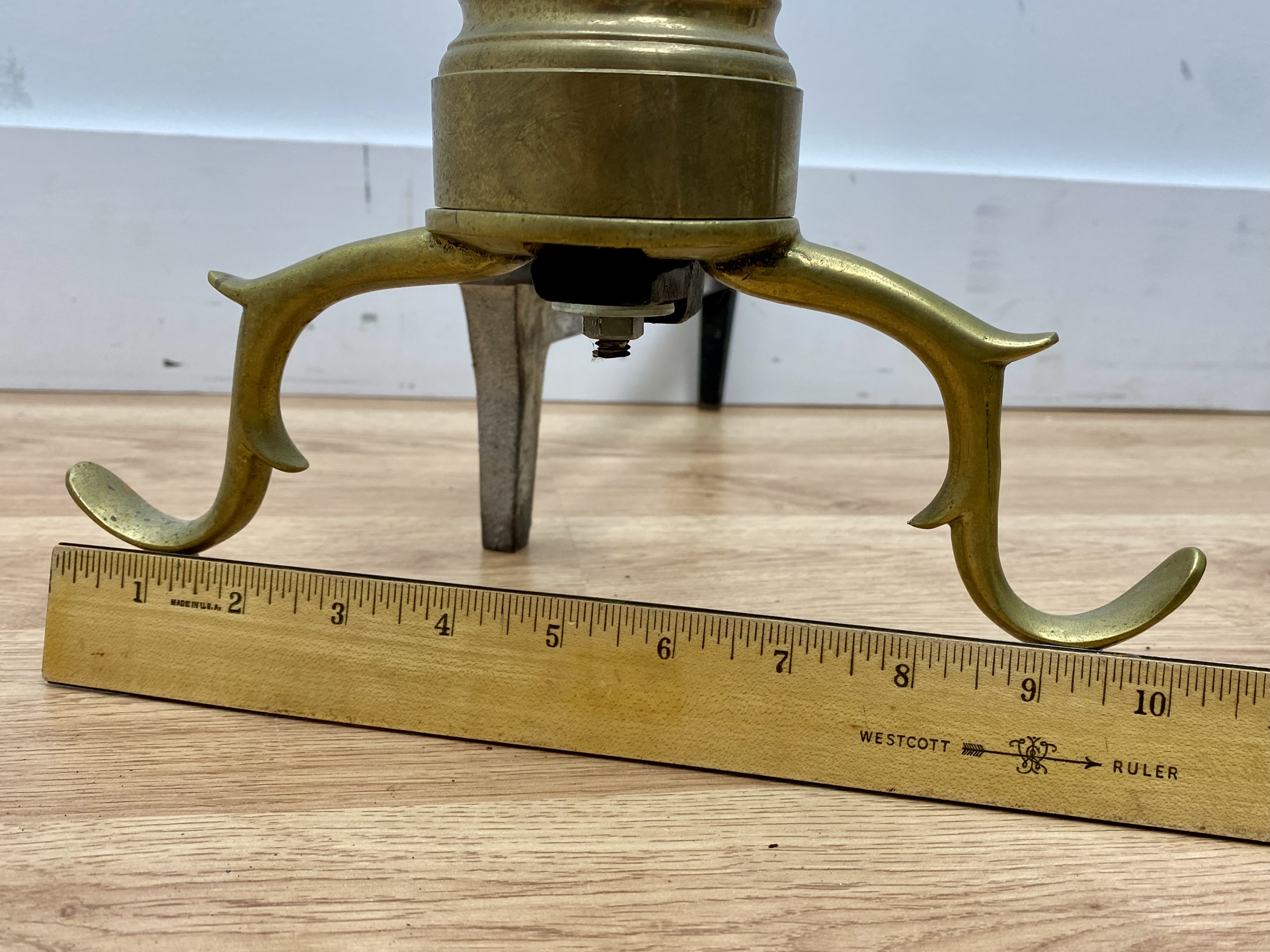Federal Style Brass & Cast Iron Fireplace Andirons