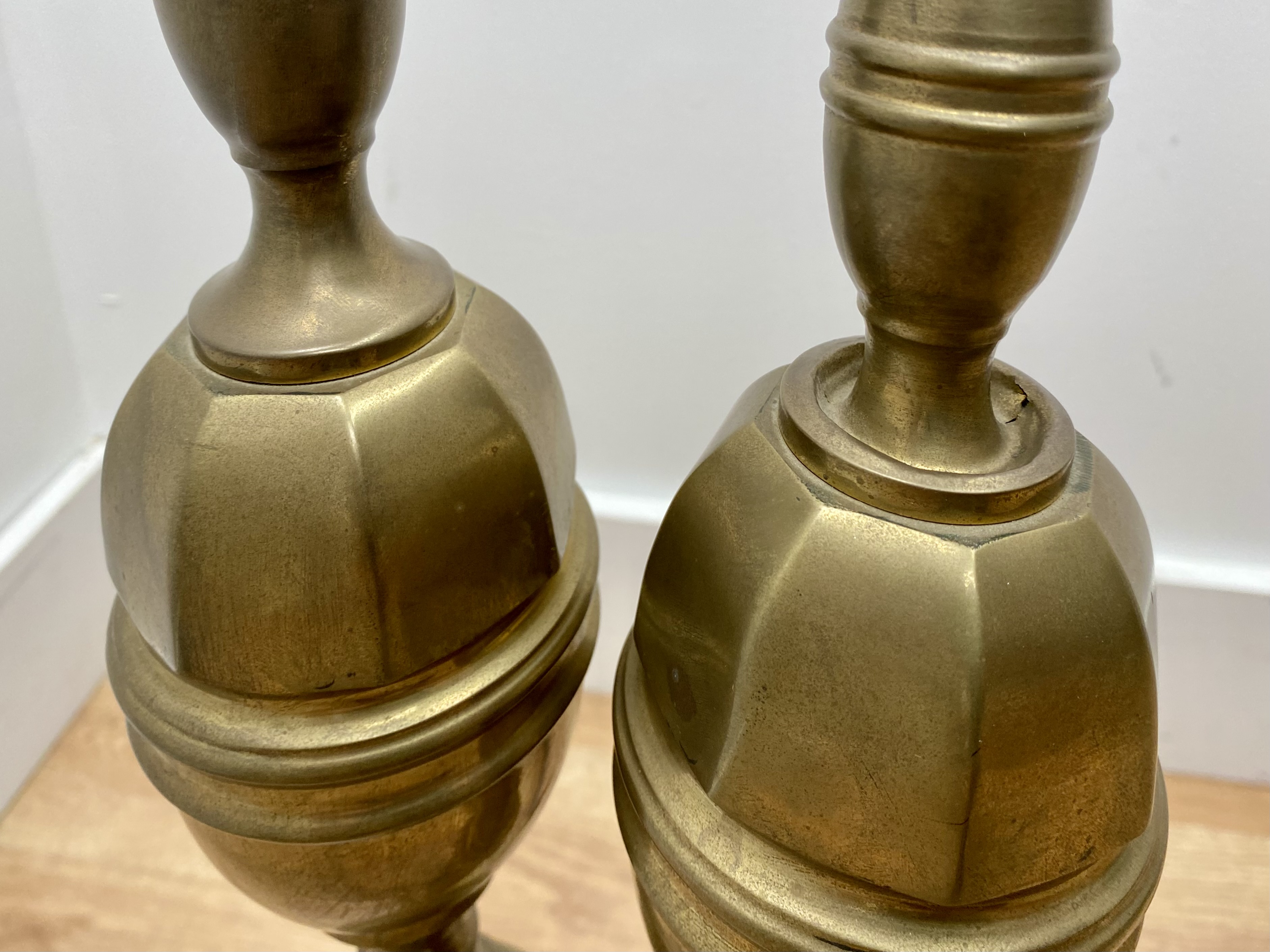 Federal Style Brass & Cast Iron Fireplace Andirons