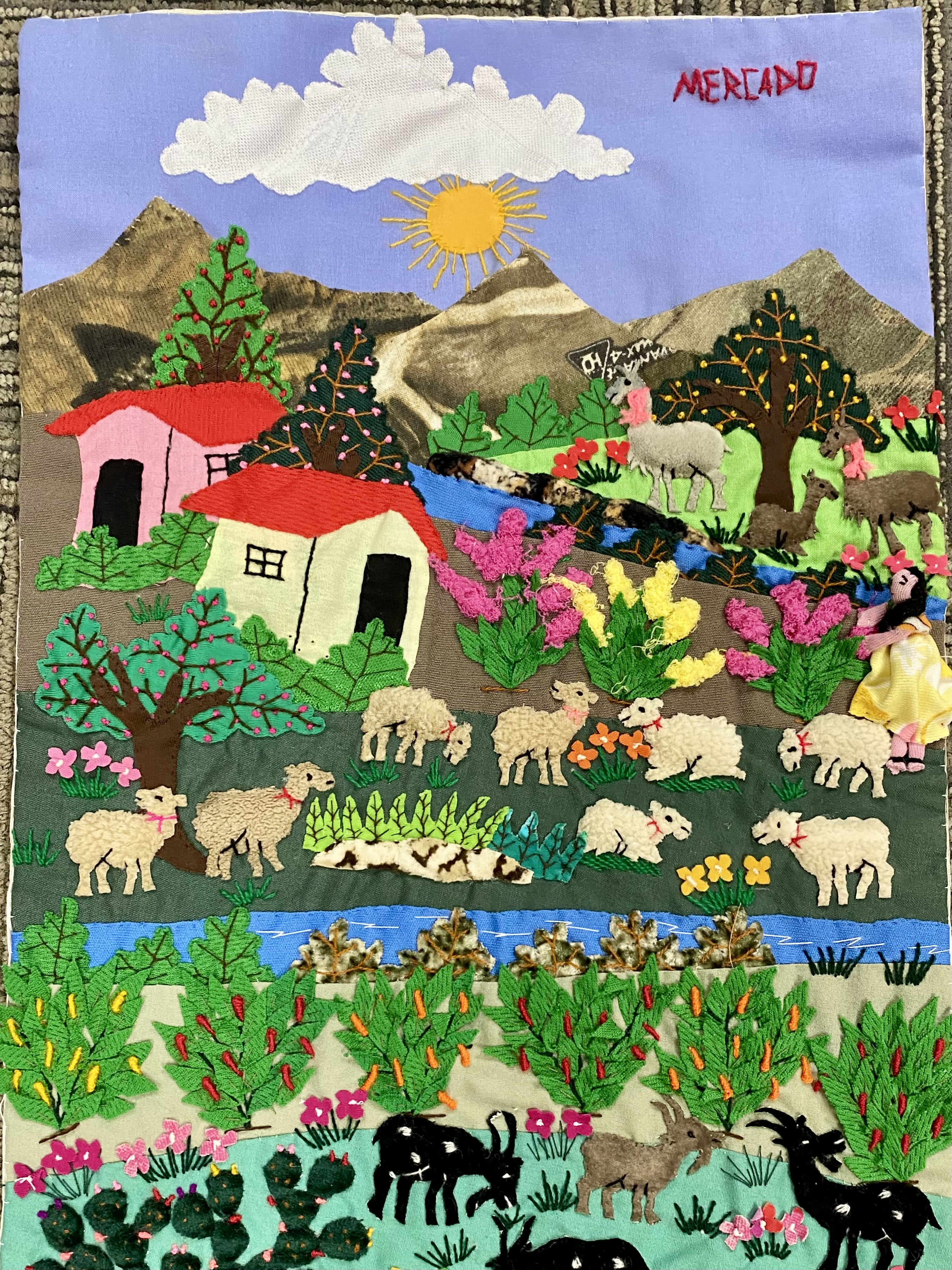 Peruvian Three-Dimensional Arpillera Wall Hanging