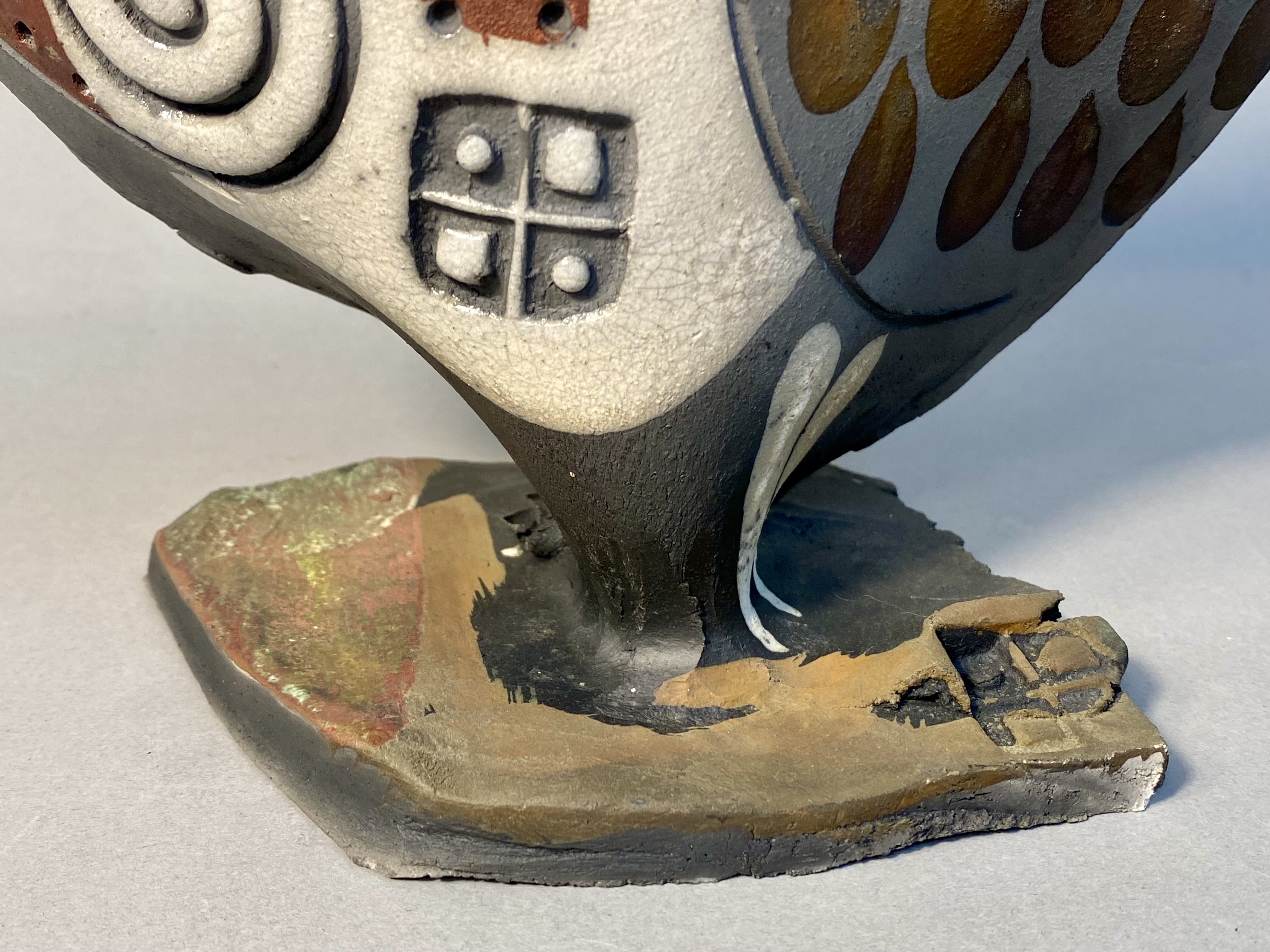 Doug DeLind Raku Studio Pottery Owl Sculpture