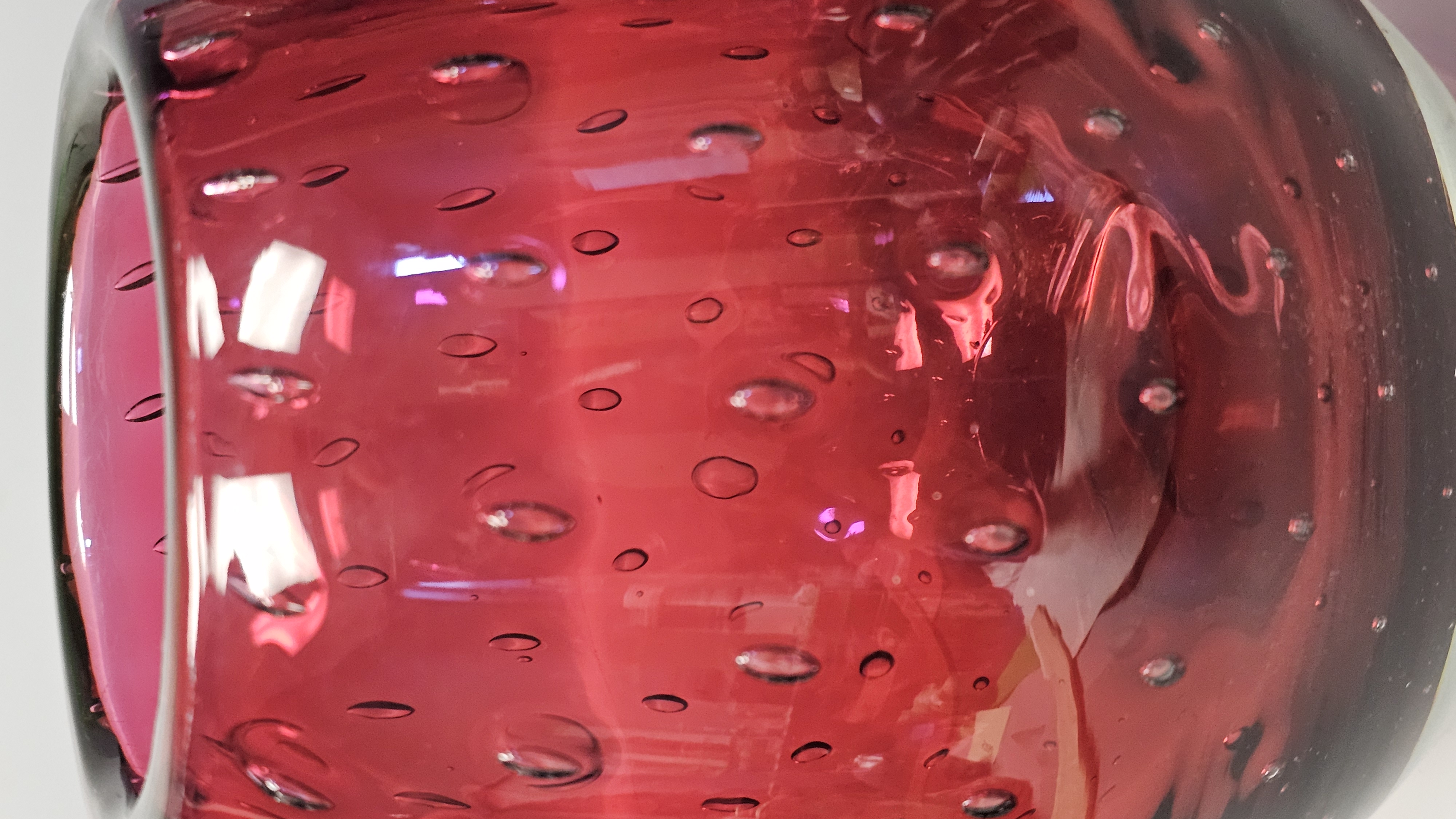 Mid-Century Ruby Red Bullicante Art Glass Vase