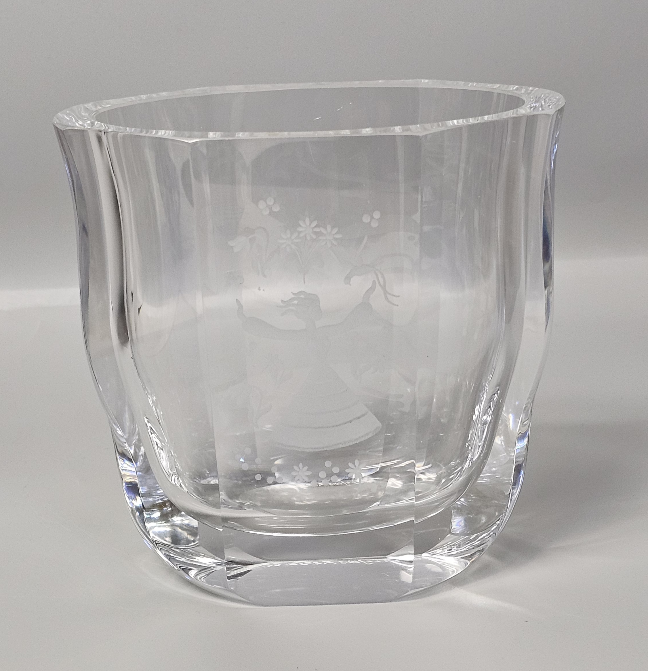 Orrefors Nils Landberg Engraved Crystal Vase