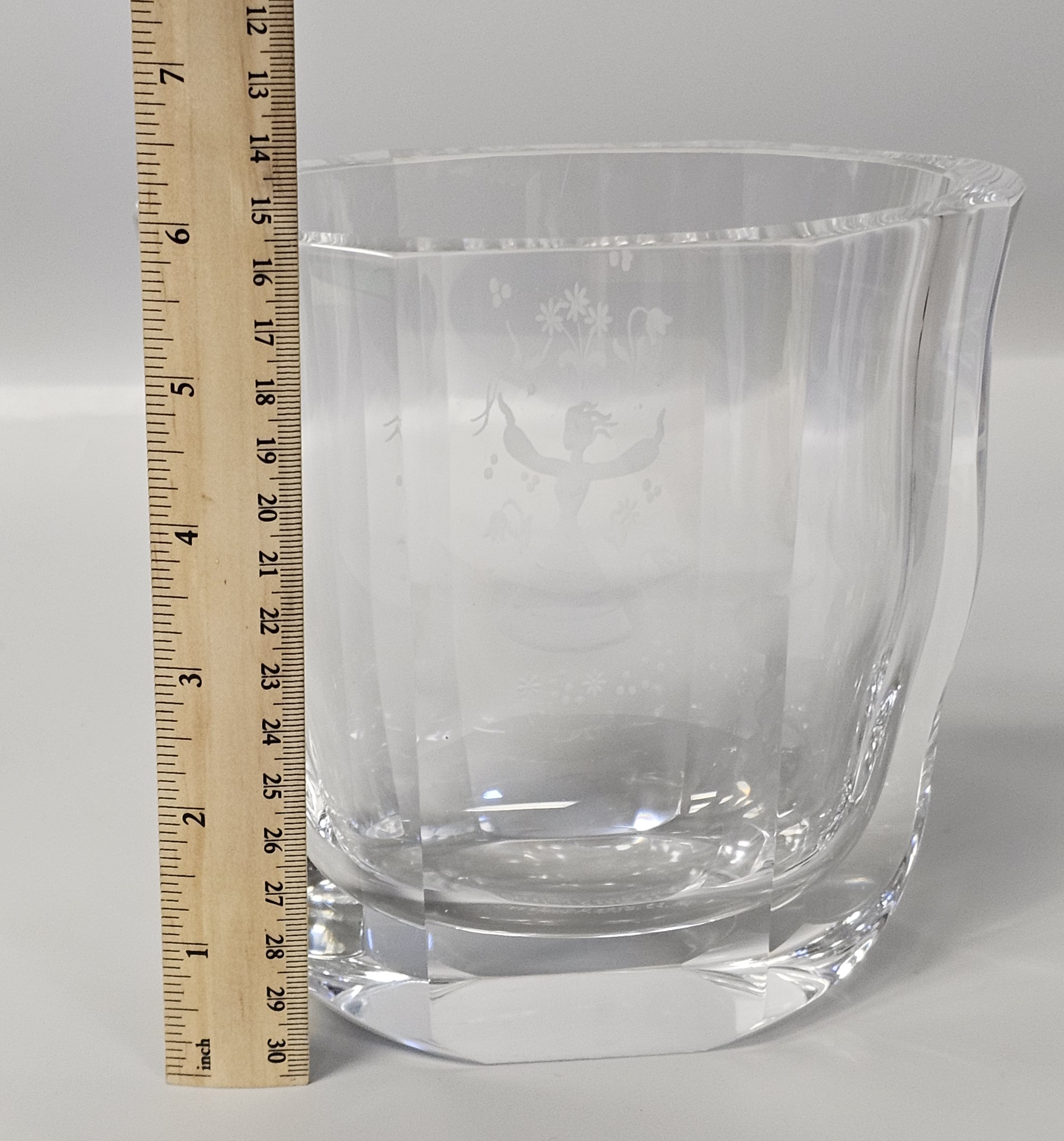 Orrefors Nils Landberg Engraved Crystal Vase