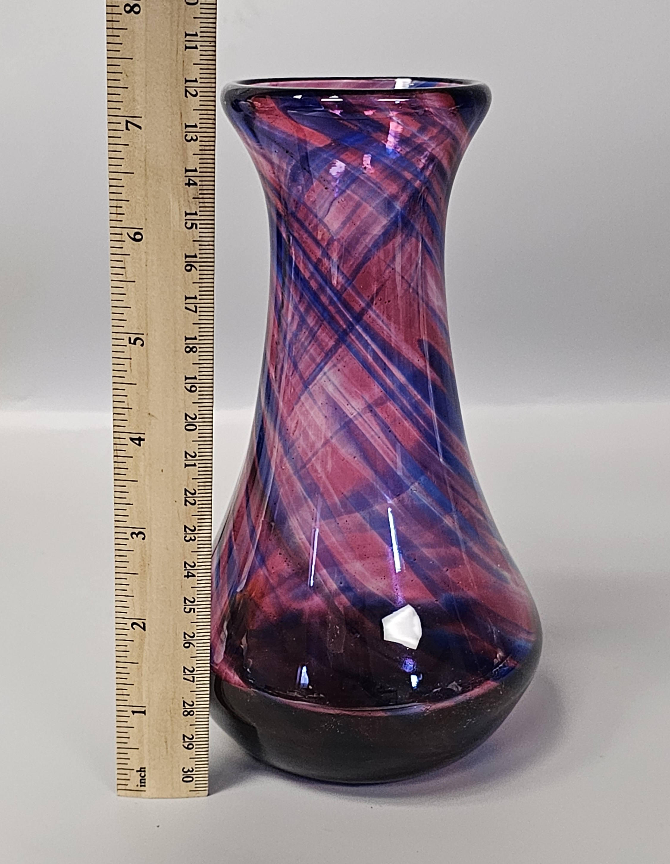 Hand-Blown Studio Art Glass Swirl Vase