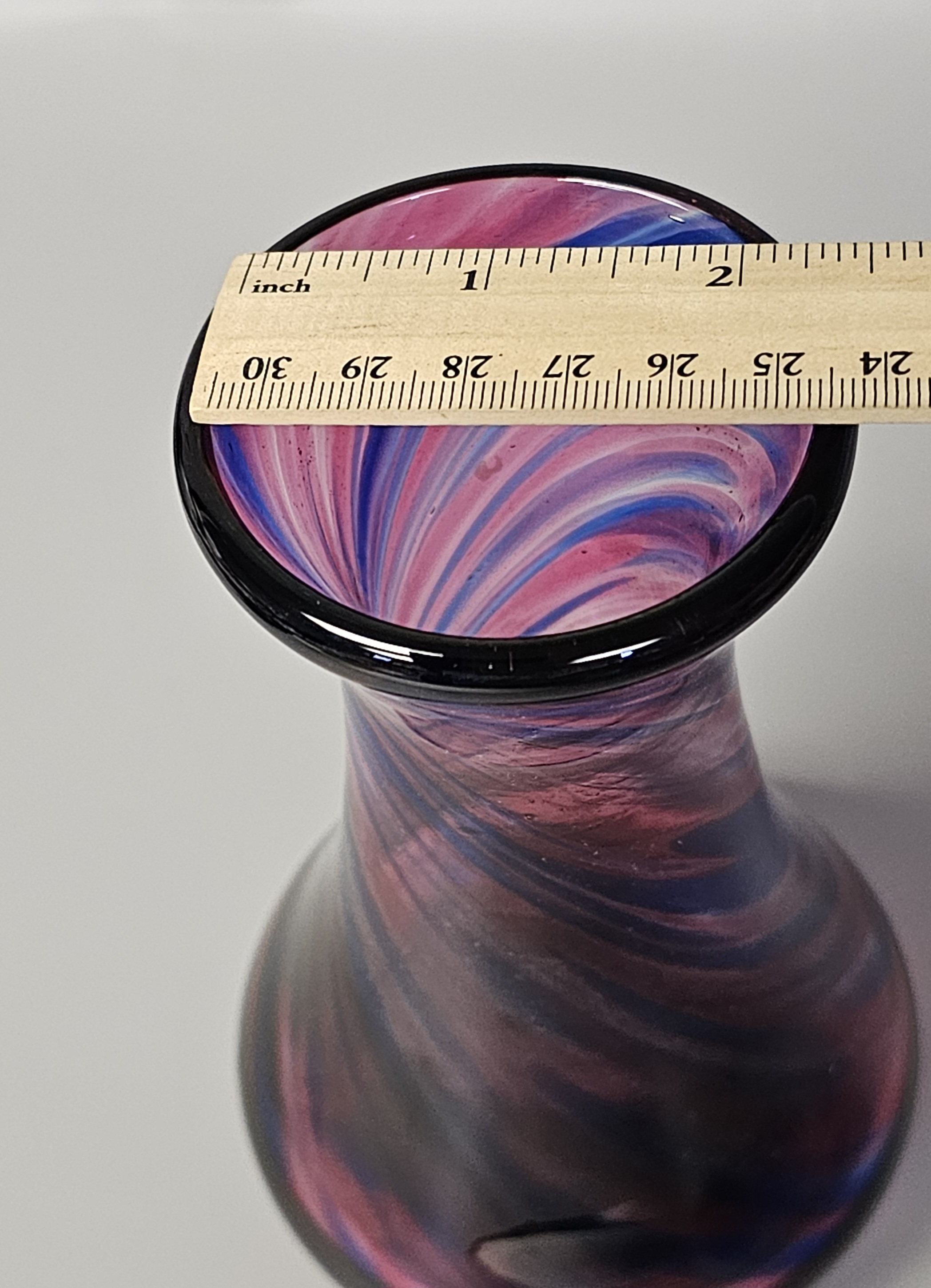 Hand-Blown Studio Art Glass Swirl Vase