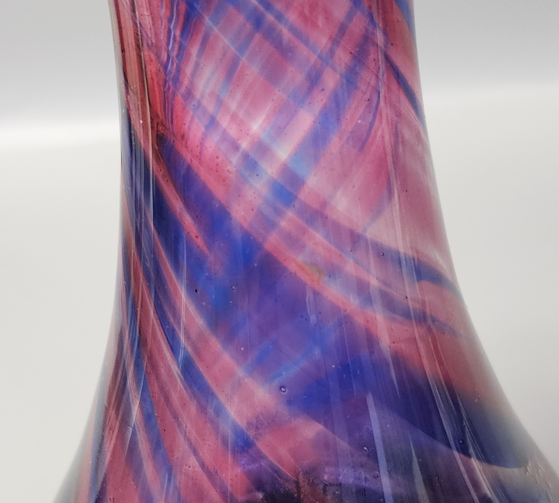Hand-Blown Studio Art Glass Swirl Vase