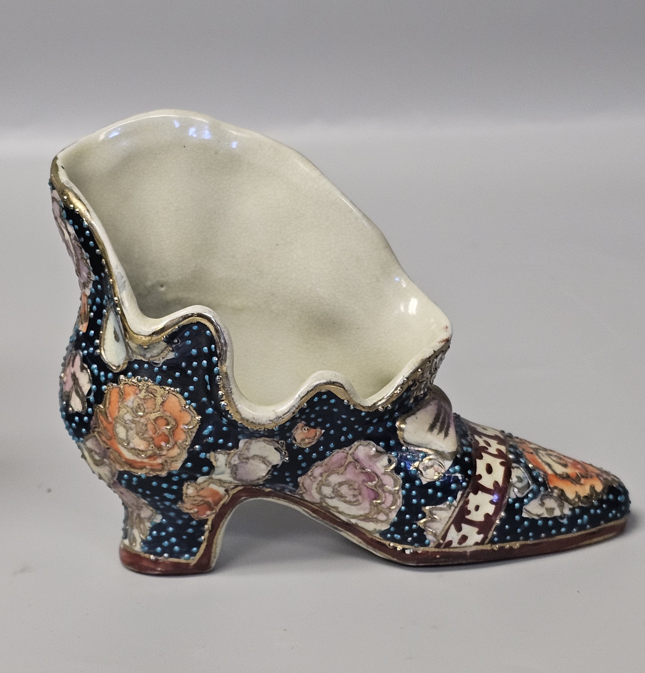 Japanese Satsuma Porcelain Shoe Figurines