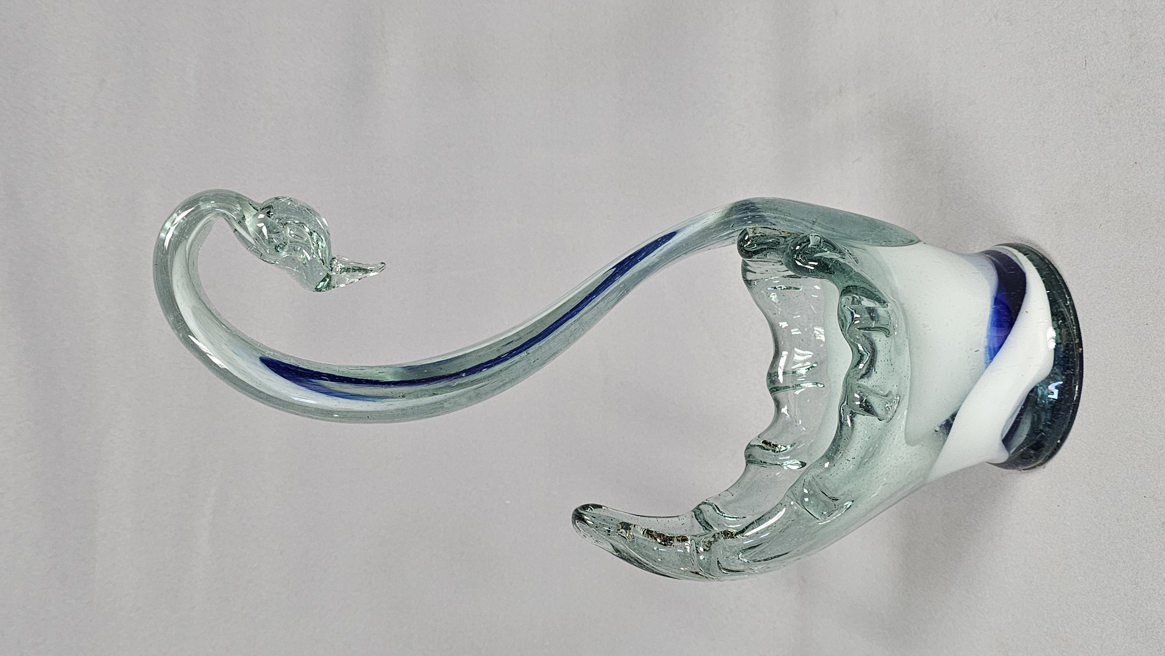 Hand-Blown Art Glass Swan Centerpiece Bowl