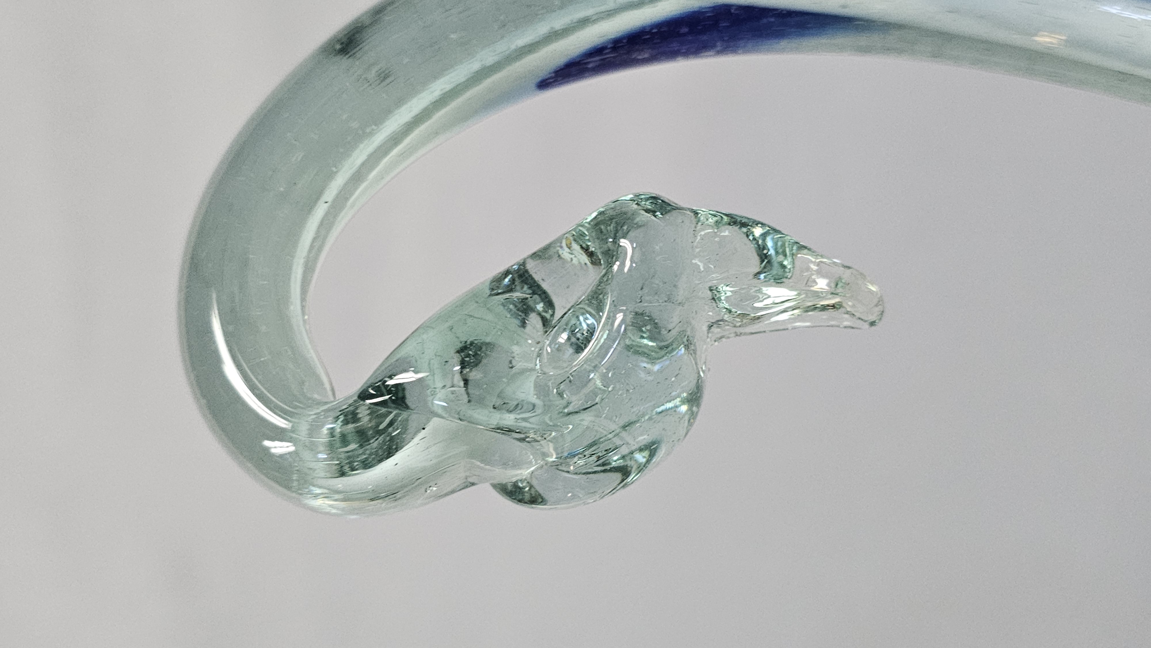Hand-Blown Art Glass Swan Centerpiece Bowl