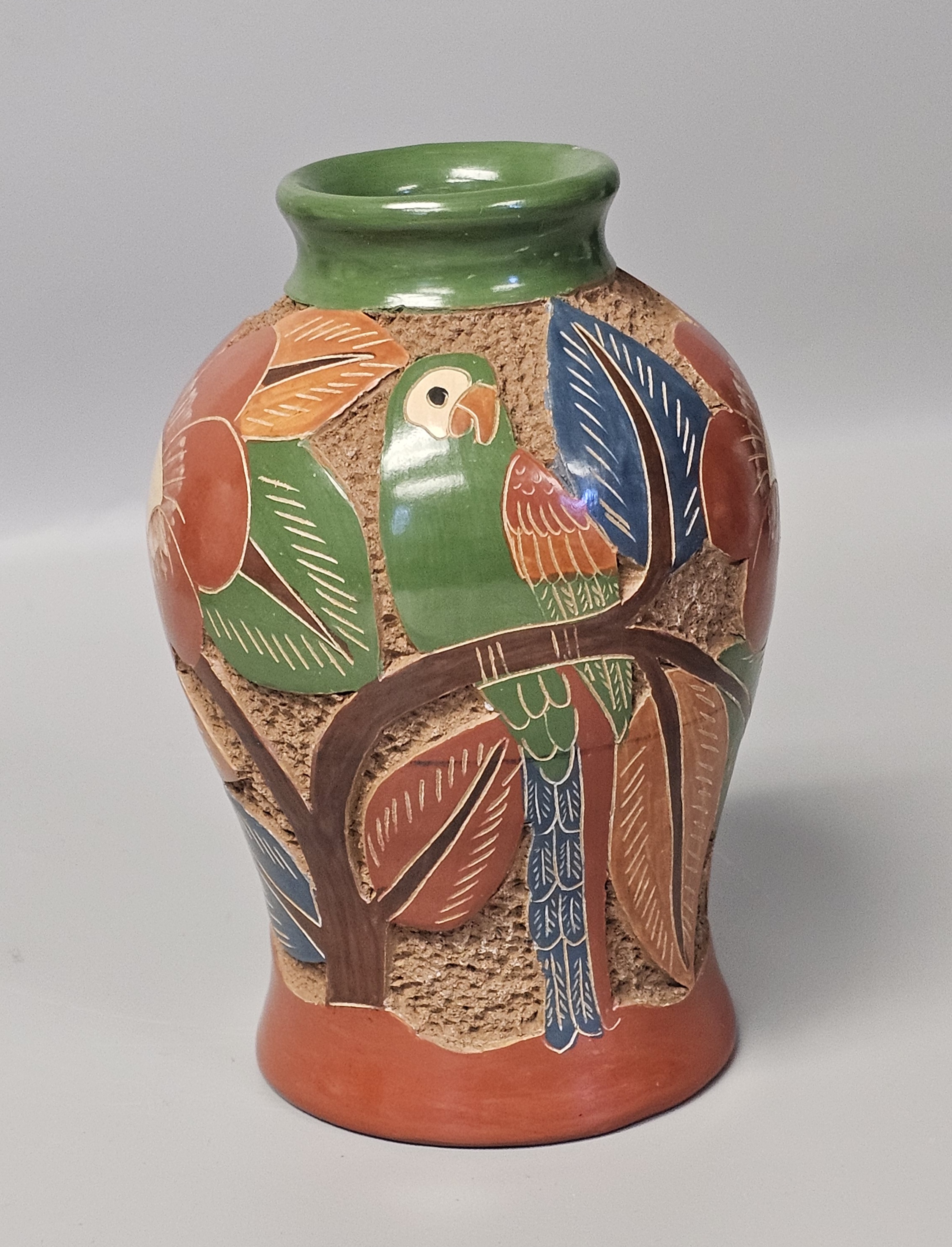 Roger Calero Carved Nicaraguan Pottery Vase