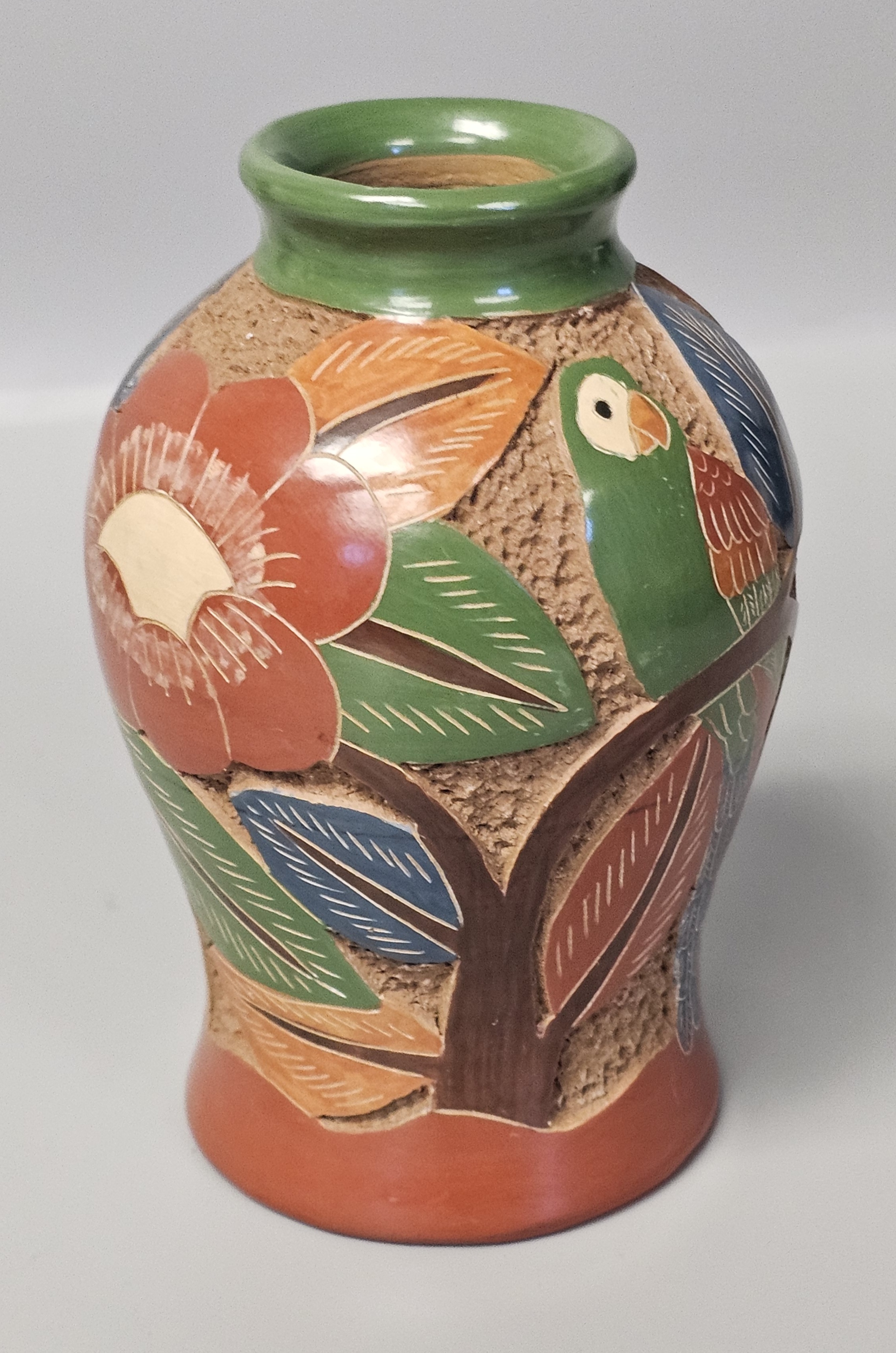 Roger Calero Carved Nicaraguan Pottery Vase