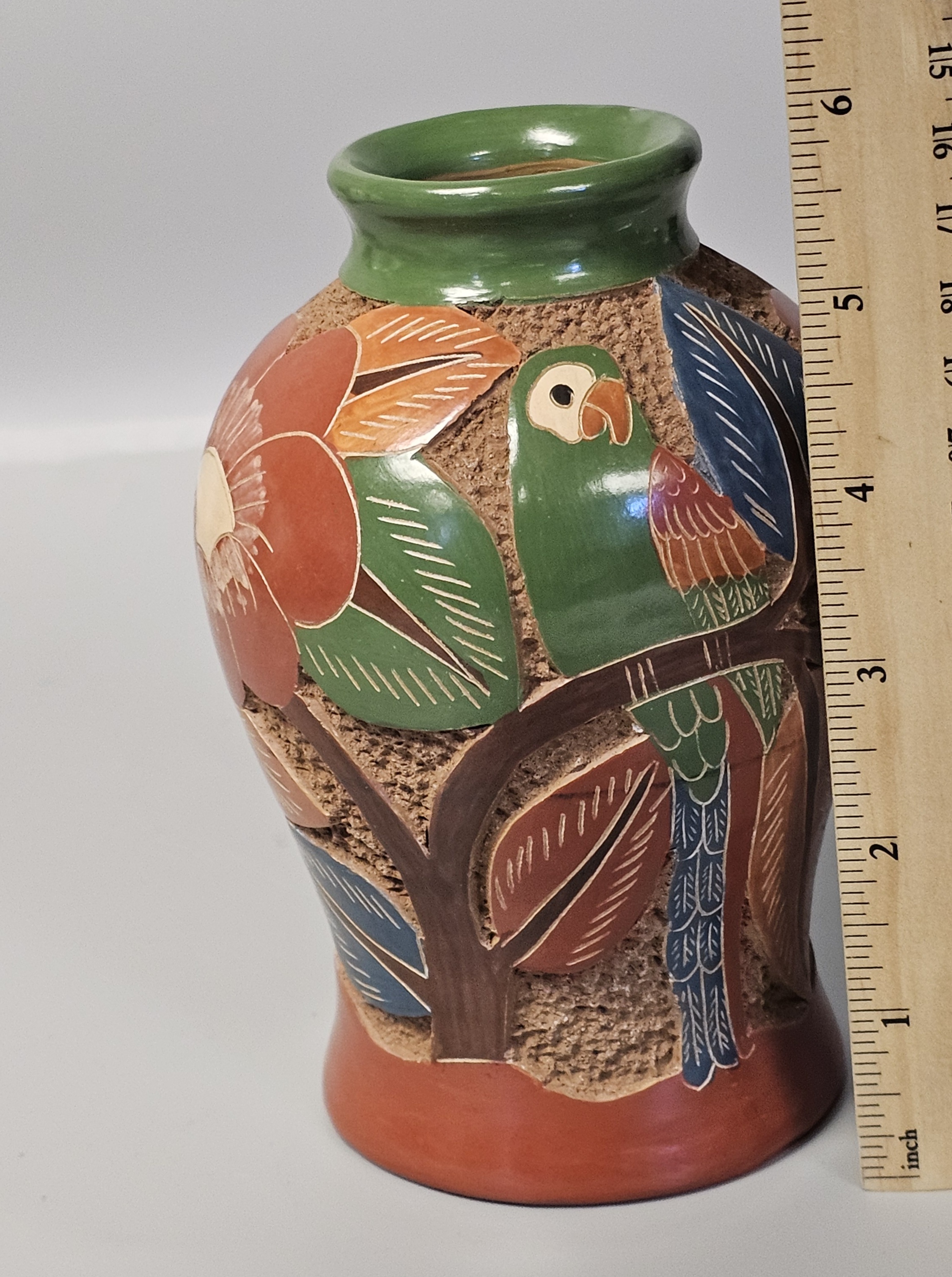 Roger Calero Carved Nicaraguan Pottery Vase