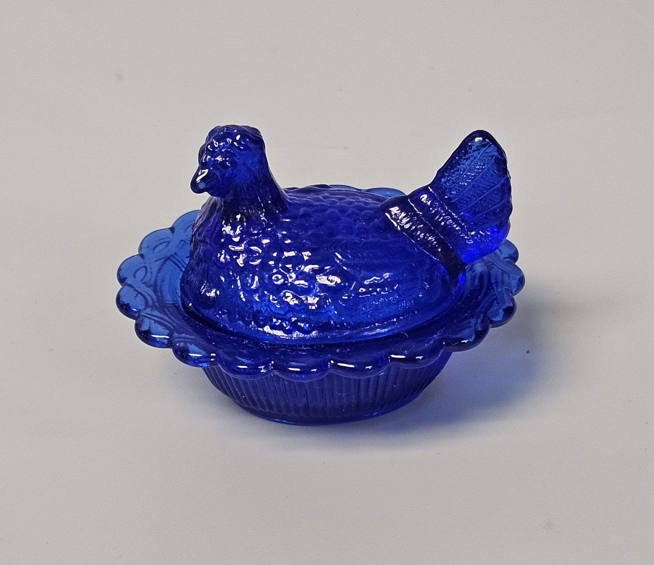 Mosser Cobalt Blue Glass Miniature Hen on Nest