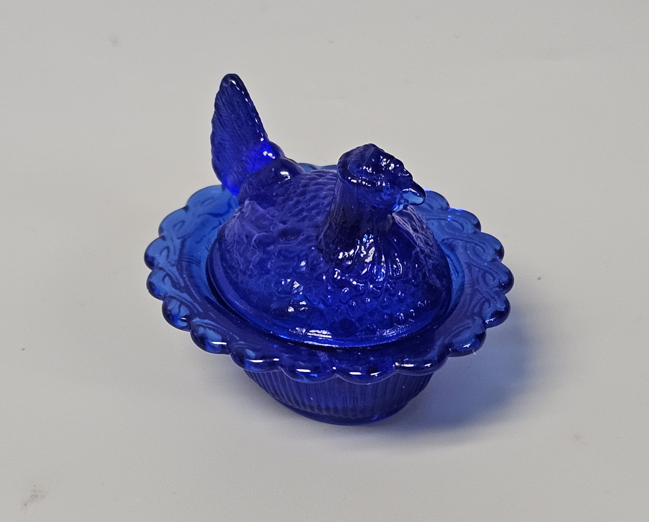 Mosser Cobalt Blue Glass Miniature Hen on Nest