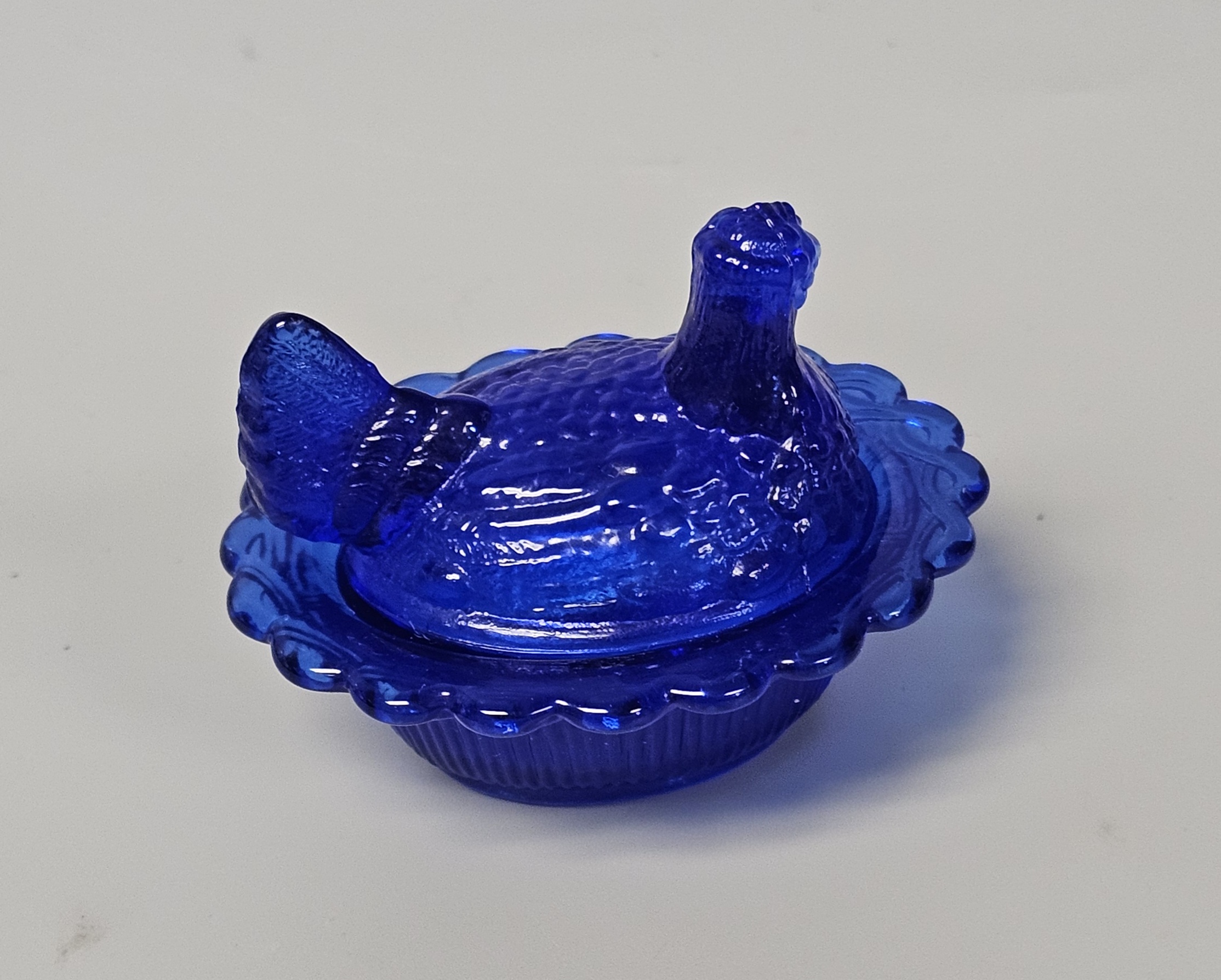 Mosser Cobalt Blue Glass Miniature Hen on Nest