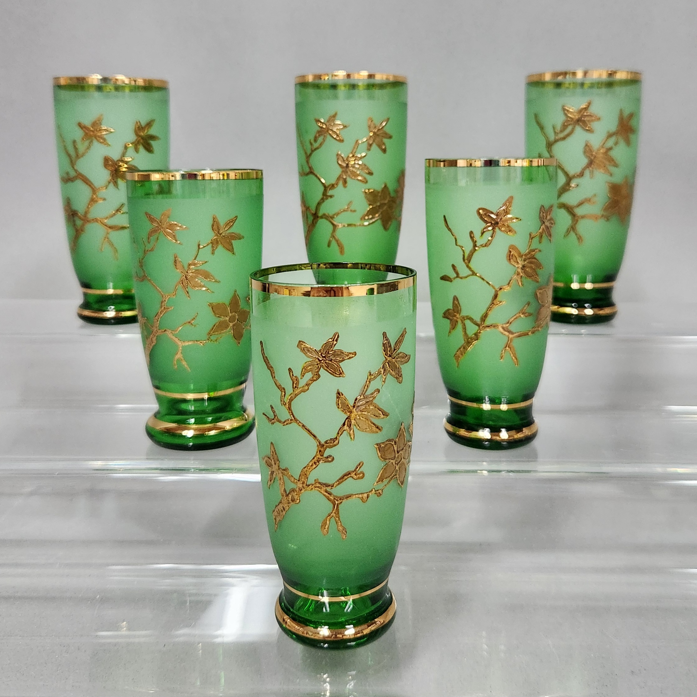 Bohemian Style Green Glass Tumblers